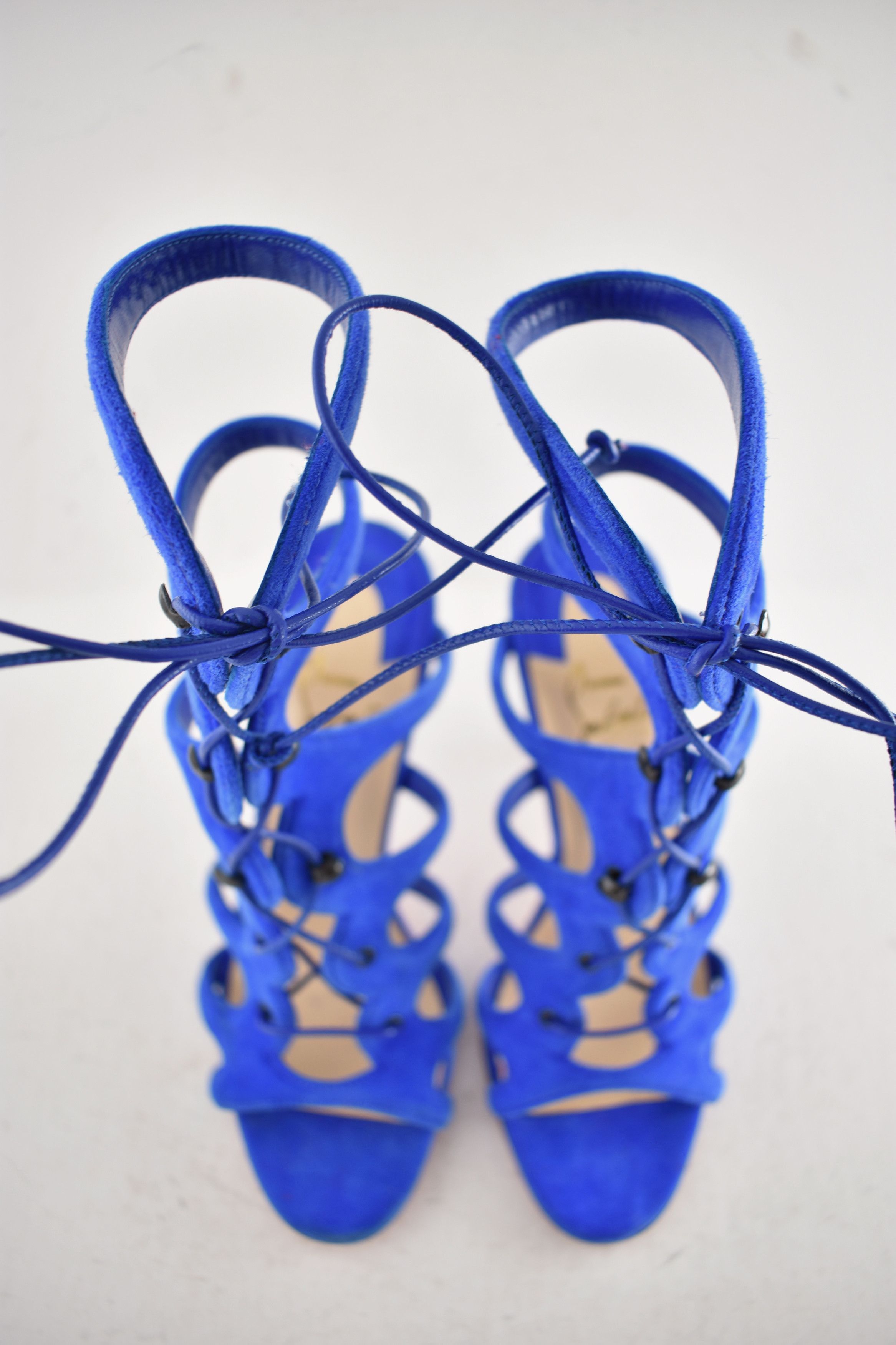Christian Louboutin Amazoulo 100 Electric Blue Lace Up Tie Sandal Heel Pump 35 Size US 5 / IT 35 - 11 Thumbnail