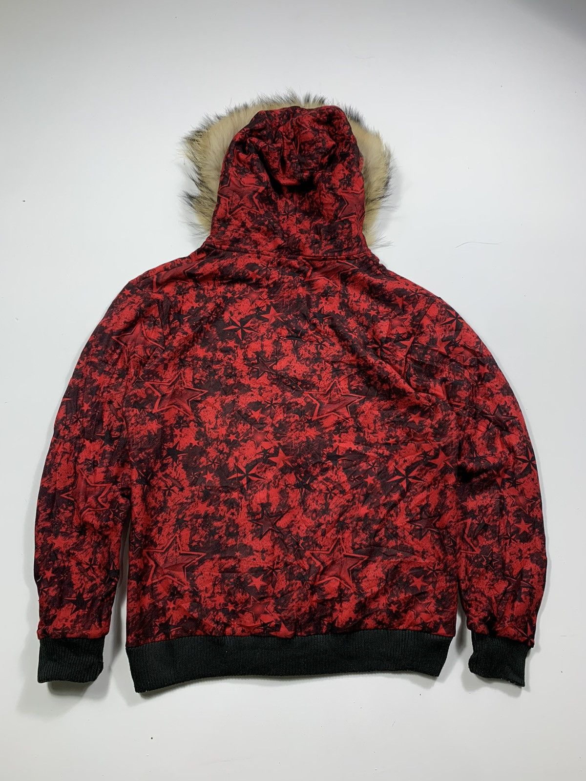 If Six Was Nine × Japanese Brand × Le Grande Bleu (L.G.B.) Faux Fur Hoodie Stars Abstac Red Ifsixwasnine Lgb style Size US M / EU 48-50 / 2 - 2 Thumbnail