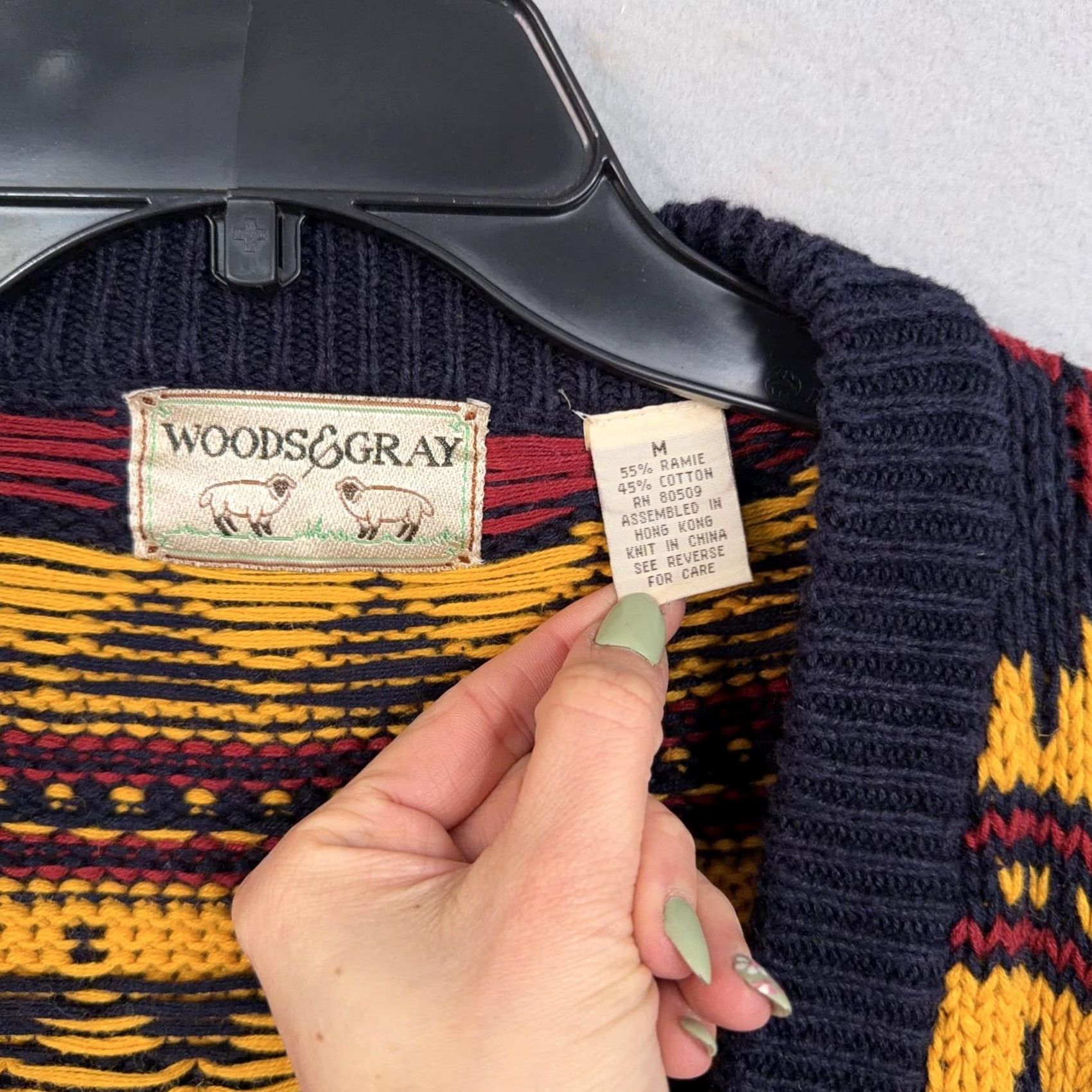Vintage VINTAGE Woods & Gray Cardigan Sweater Mens M Navy Fair Isle Holiday 90s Mens Size US M / EU 48-50 / 2 - 4 Thumbnail