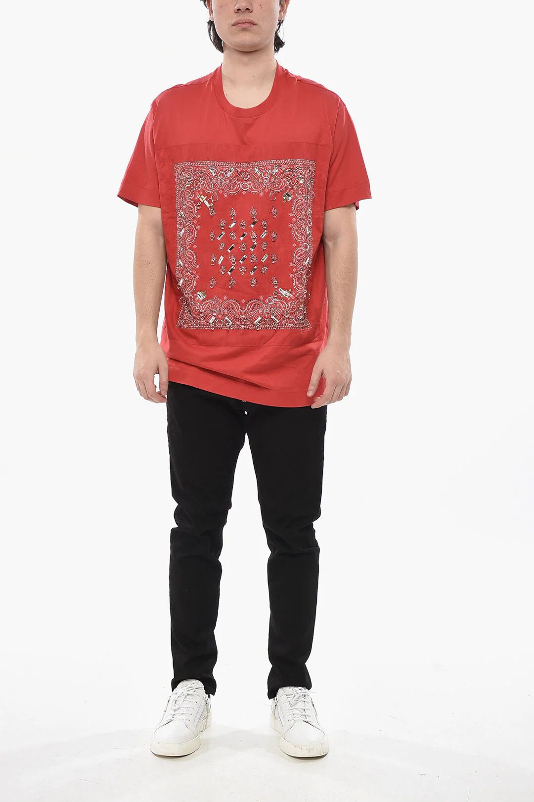 Givenchy og1mm0326 Crystals & Rings Crewneck T-Shirt in Red Size US M / EU 48-50 / 2 - 4 Thumbnail