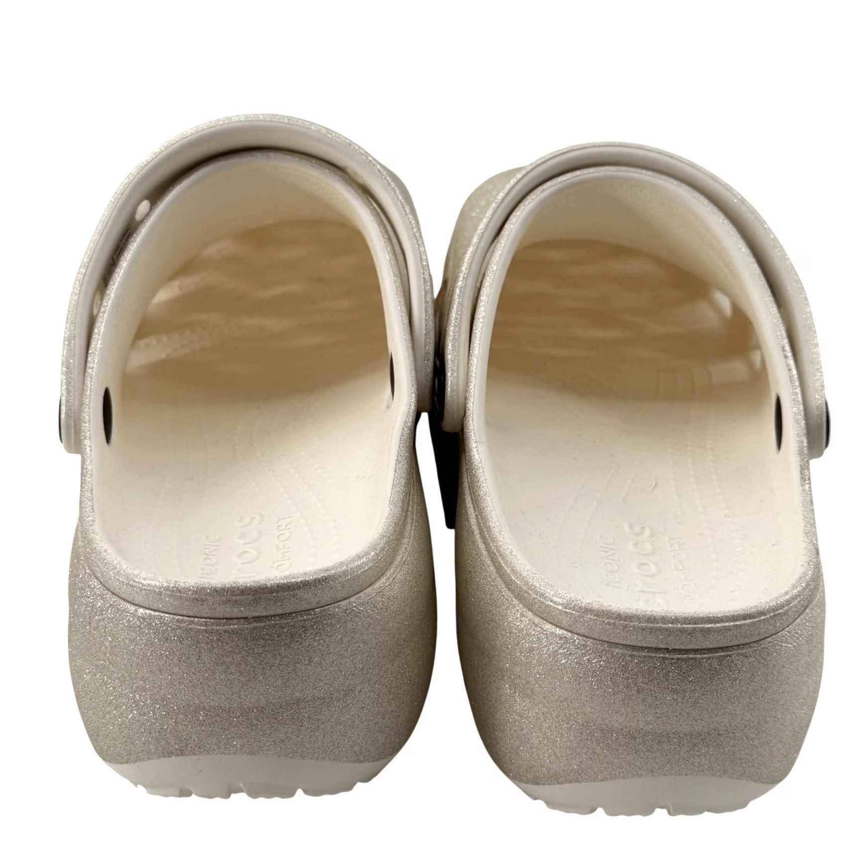 Crocs Crocs Classic Platform Glitter Clog Womens 11 Gold Champagne Platform Slip On Casual Shoes Size US 11 / IT 41 - 6 Thumbnail