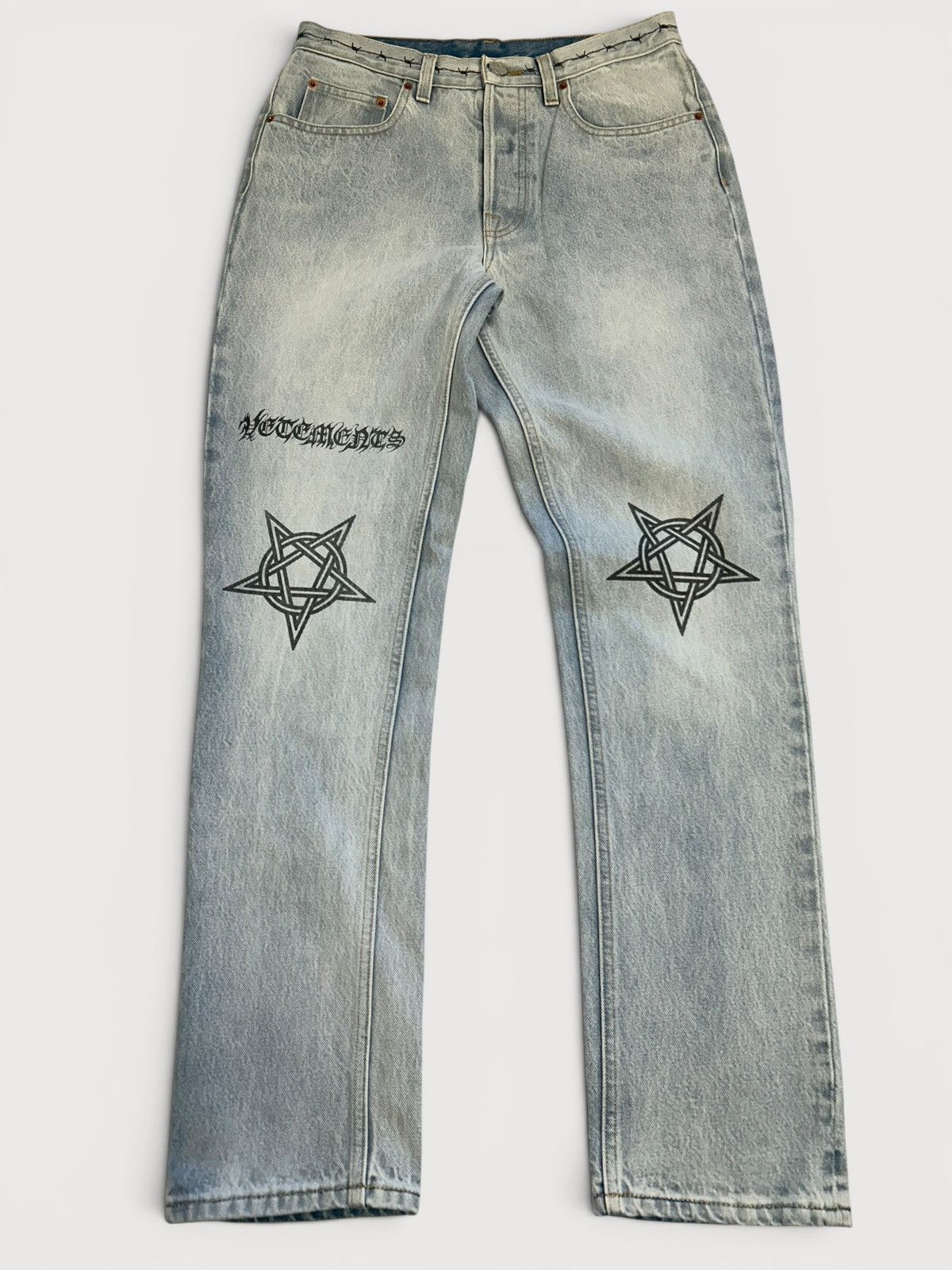 Vetements Pentagram Tattoo Gothic Logo Denim Jeans Size US 30 / EU 46 - 1 Thumbnail