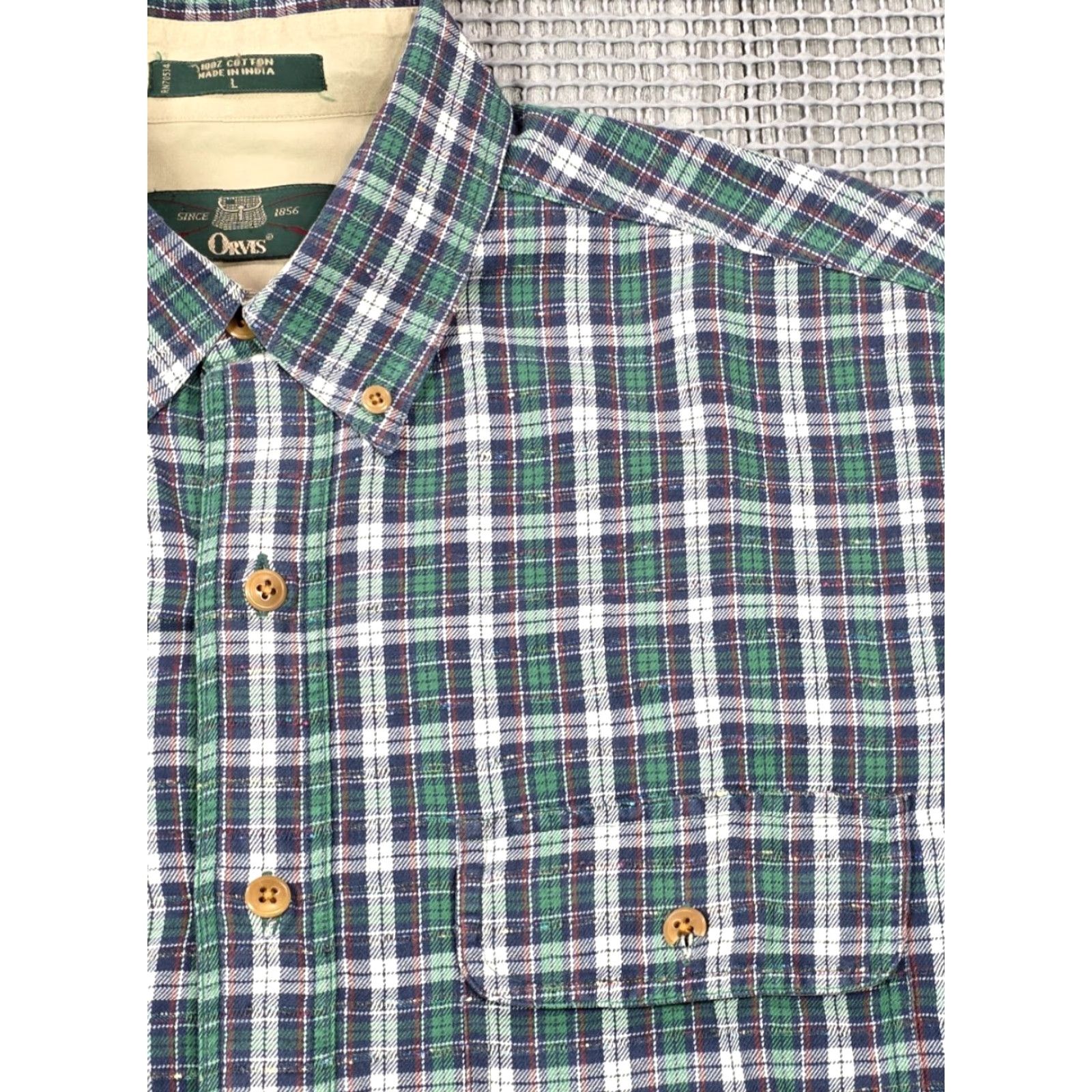 Orvis VTG Orvis Button-Up Mens L Blue Plaid Flannel Southwestern Long Sleeve Shirt Size US L / EU 52-54 / 3 - 4 Thumbnail
