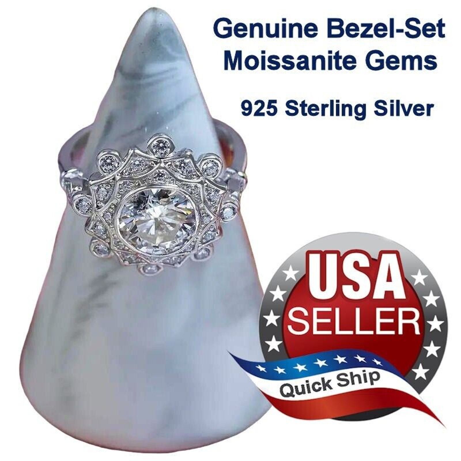 Other 2ct Moissanite Ring 925 Sterling Silver Certificate Box Sz 7 Size ONE SIZE - 1 Thumbnail