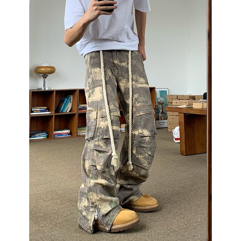 Japanese Brand Camouflage Baggy Flare Jeans Cargo Size US 31 - 5 Thumbnail
