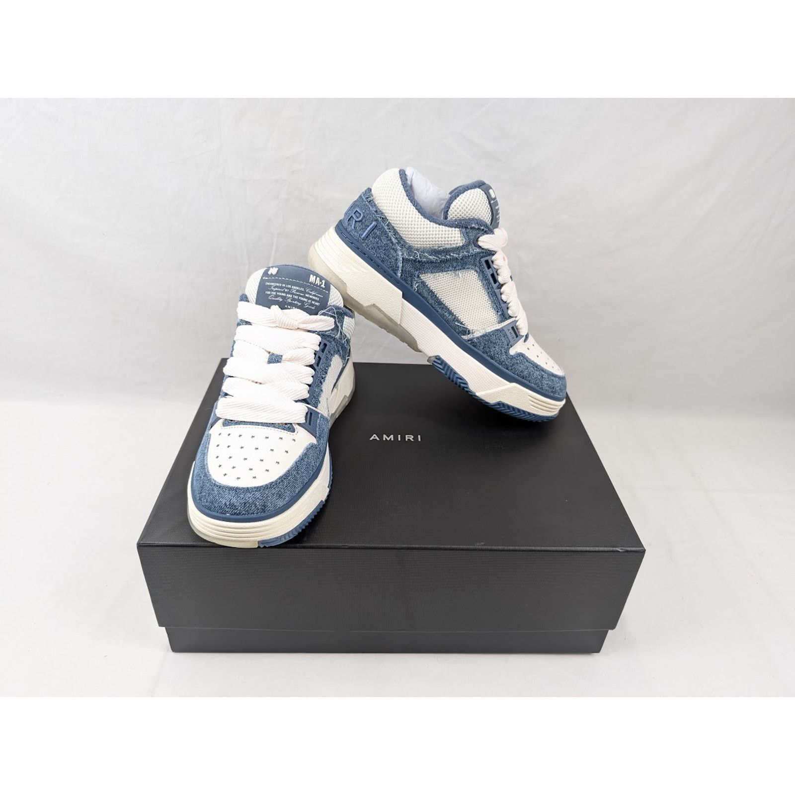 Amiri o1rshd1 Vintage Denim MA-1 Sneakers in Washed Indigo Size US 8 / EU 41 - 19 Thumbnail