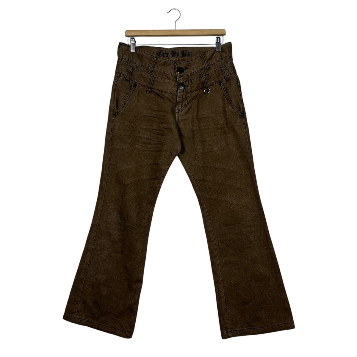 Japanese Brand Vintage Blobo By Blue Double Waist Flare Pants Size 33" - 1 Thumbnail