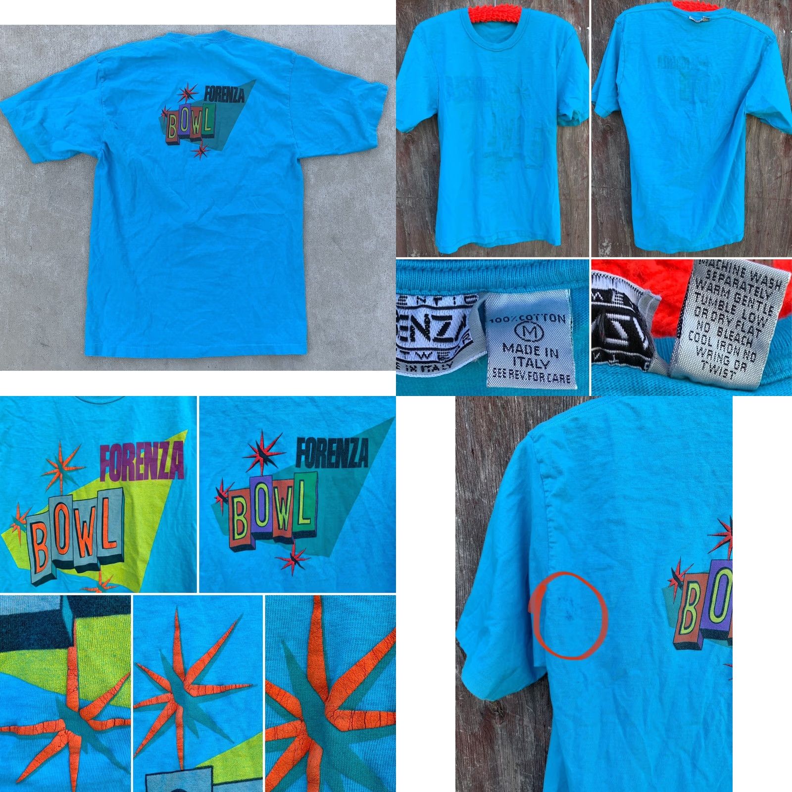 Vintage VINTAGE Forenza Bowl T Shirt Single Stitch Made In Italy 80s 1980s Size M Blue Cotton Graphic Print Men Short Sleeve Size US M / EU 48-50 / 2 - 10 Thumbnail