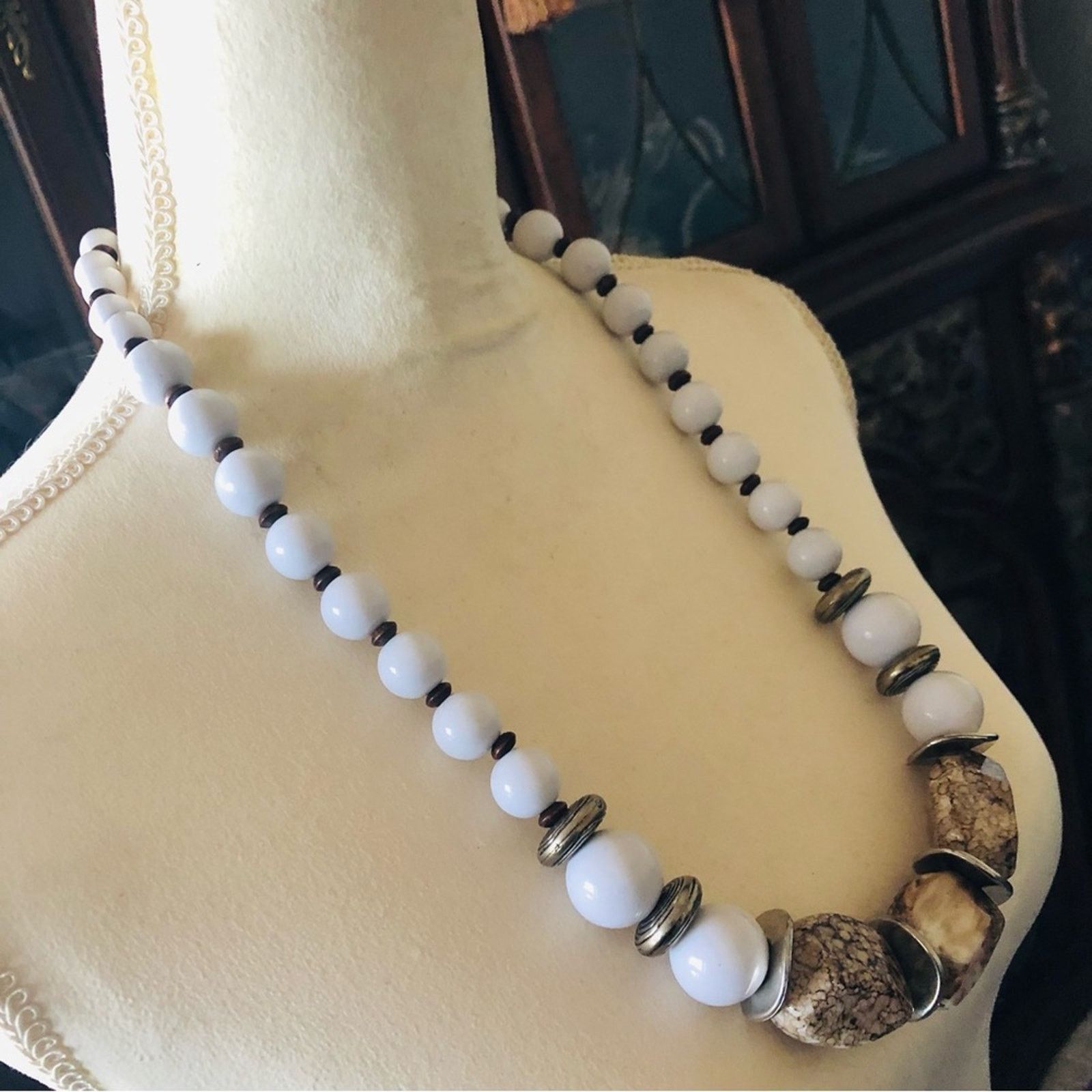 Handmade Handcrafted repurpose mixed material chunky bead necklace Size ONE SIZE - 3 Thumbnail