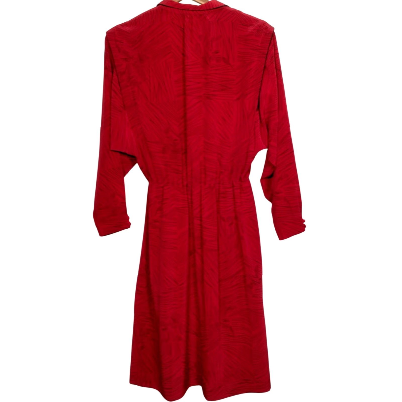 Vintage Willi of California Dress Shirt Dress Vintage 1980s Midi Red Black Long Sleeve Women's Size 14 Office Wear Mens? Size XL / US 12-14 / IT 48-50 - 2 Thumbnail