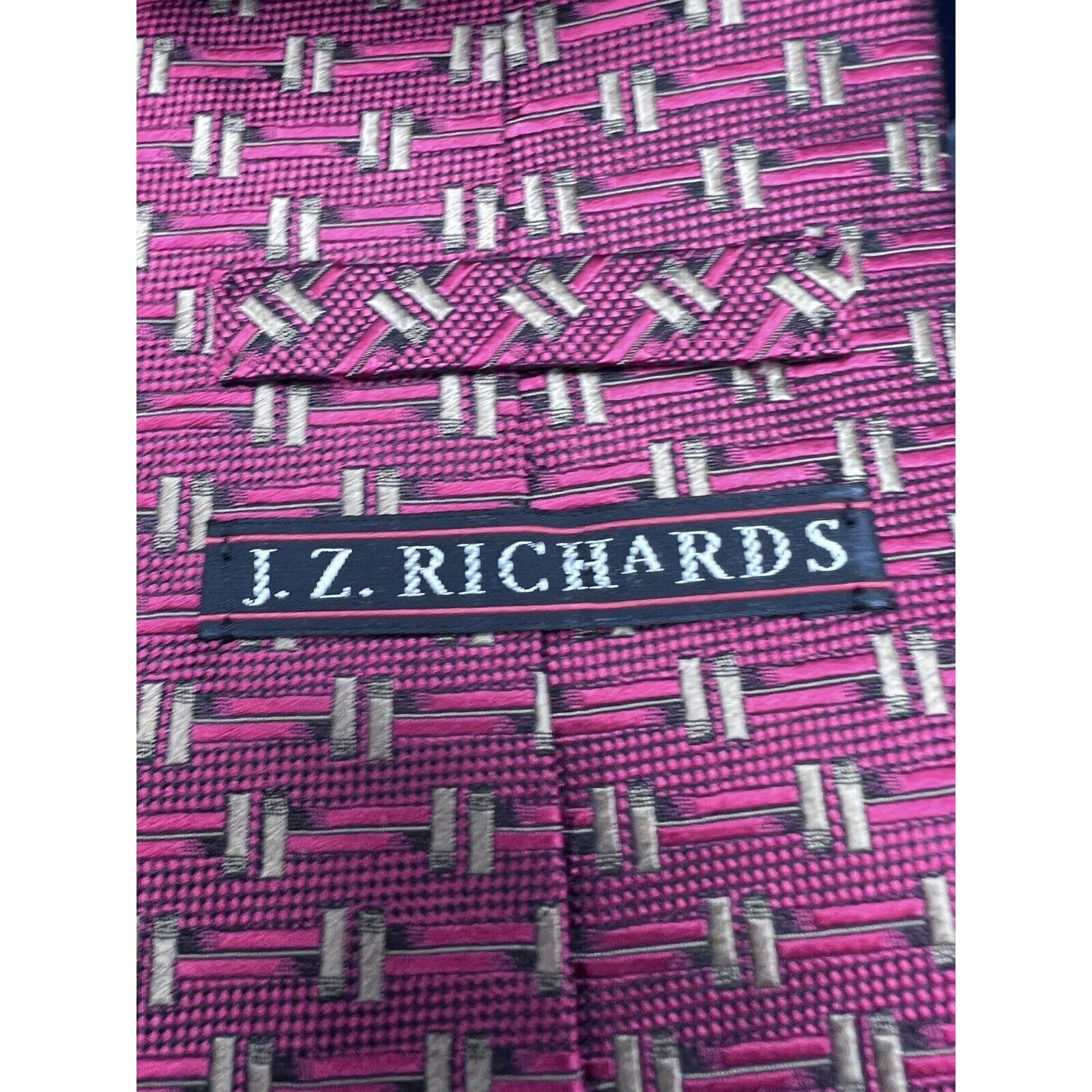 Vintage JZ RICHARDS Men’s Designer Red Geometric 100% Silk Tie Size ONE SIZE - 5 Thumbnail