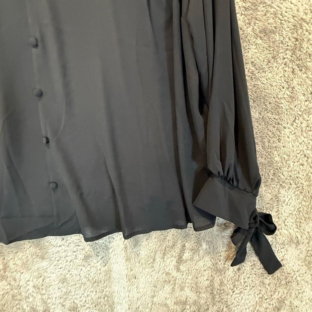 Other Eloquii Black Top Blouse Button Front Tie Sleeve Size 22 Size 3XL / US 20-22 - 4 Thumbnail