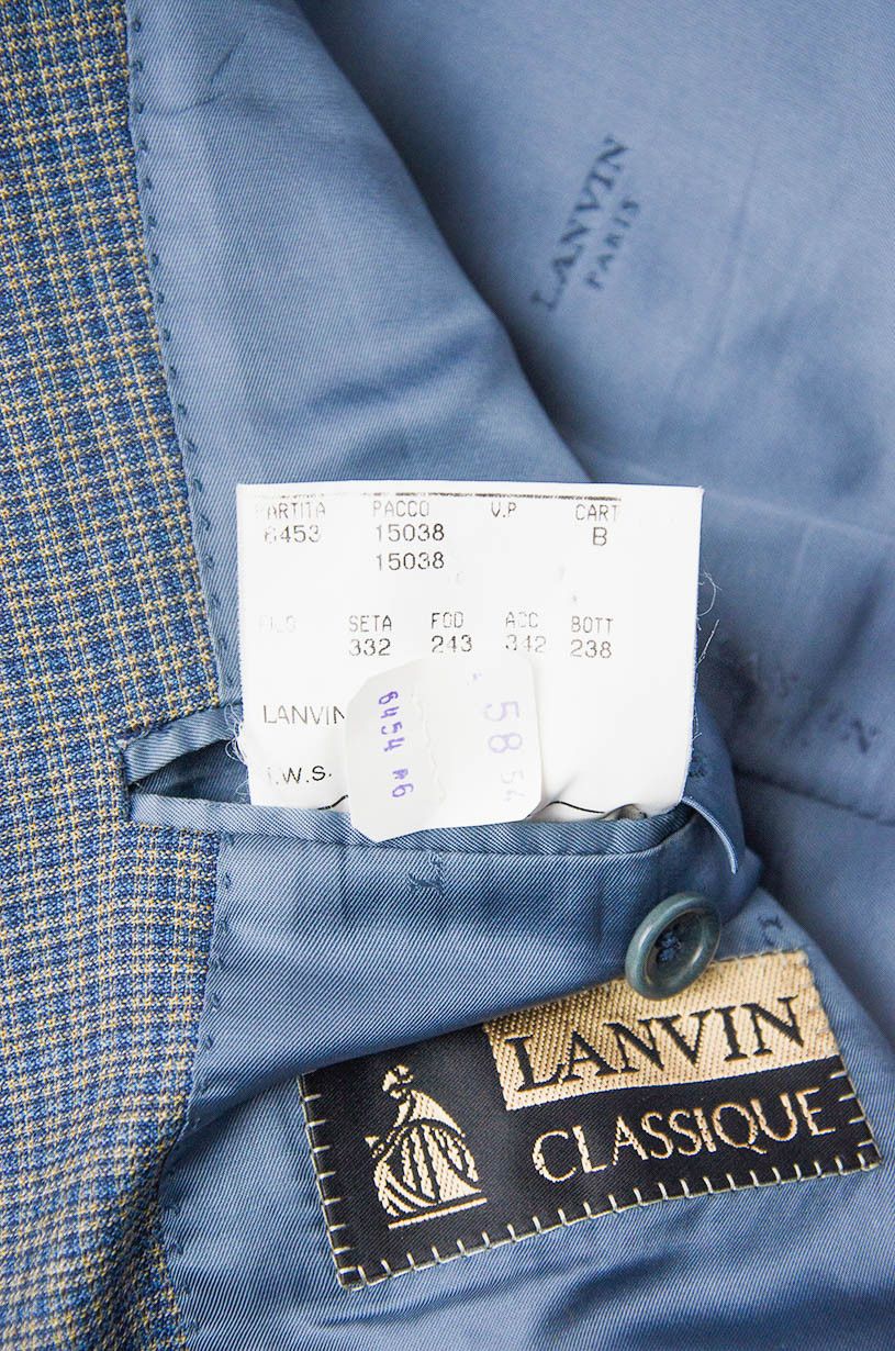 Lanvin LANVIN Classique Pure Wool Blazer Blue Micro-Check 54R Size 54R - 10 Thumbnail