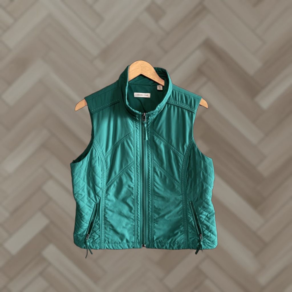 Coldwater Creek Coldwater Creek Vest Full Zip Quilted Green L Women's Large Green Size L / US 10 / IT 46 - 1 Thumbnail