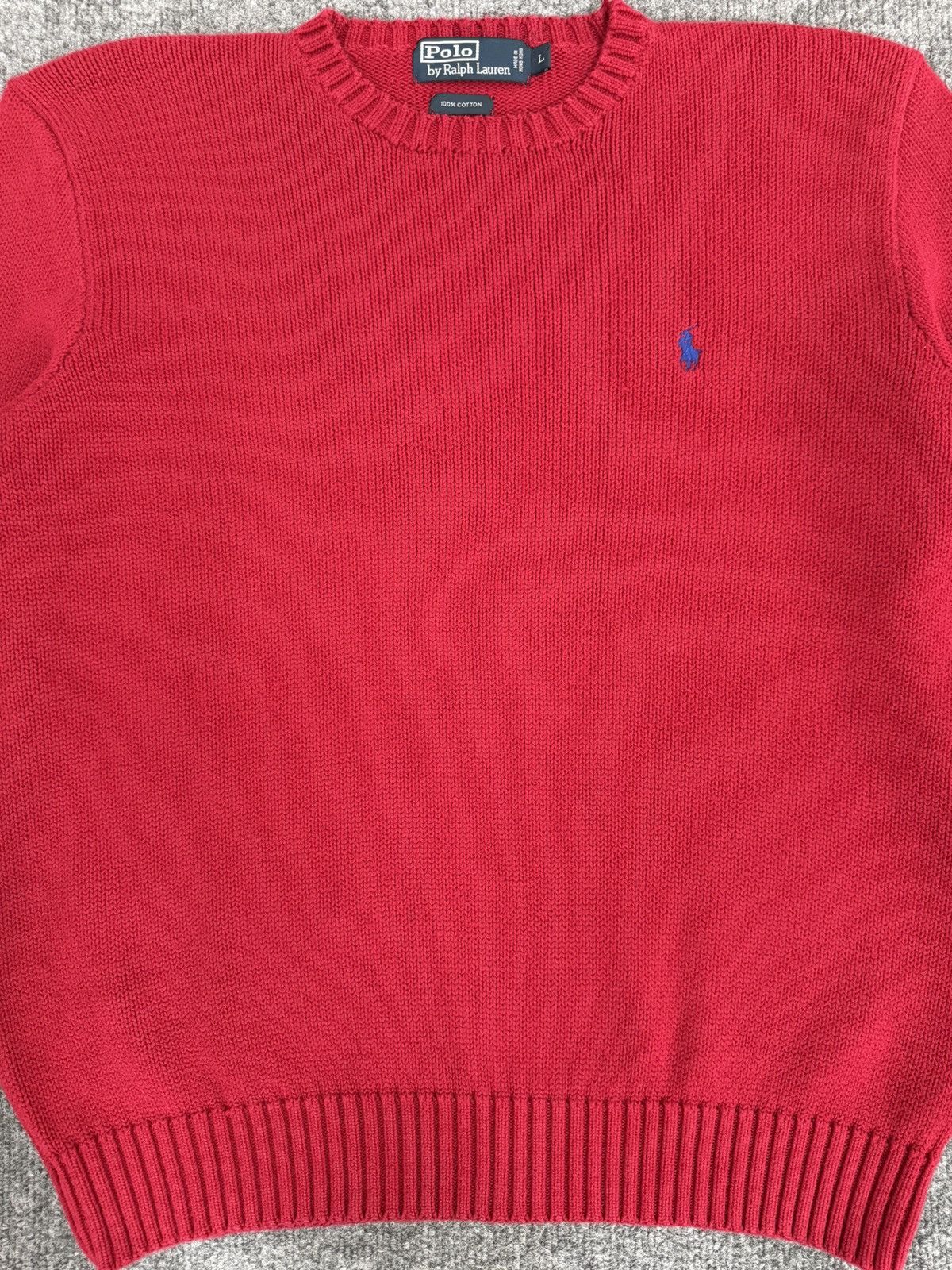 Polo Ralph Lauren Vintage Polo Ralph Lauren Red Cotton Crewneck Sweater Size US L / EU 52-54 / 3 - 2 Thumbnail