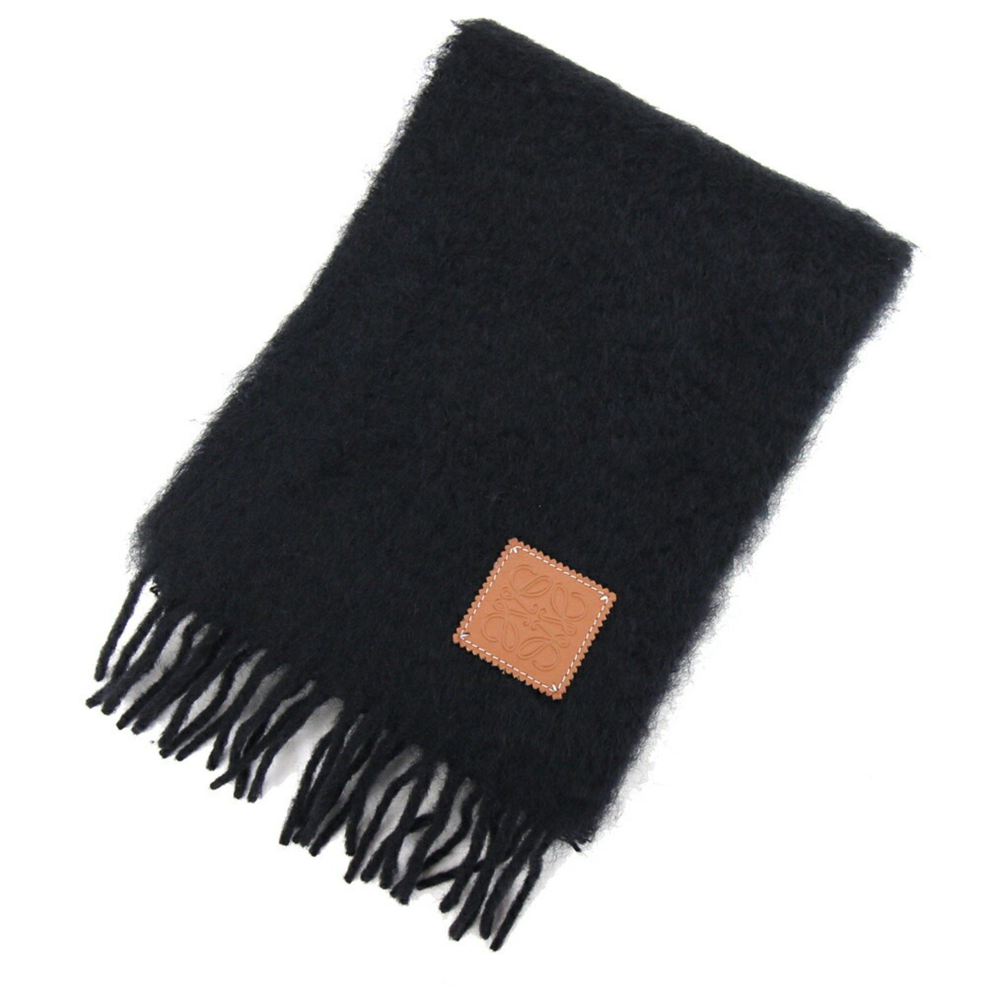 image of Loewe Muffler Anagram F655254X01 Black Mohair Wool Nylon Stole Shawl Women Men