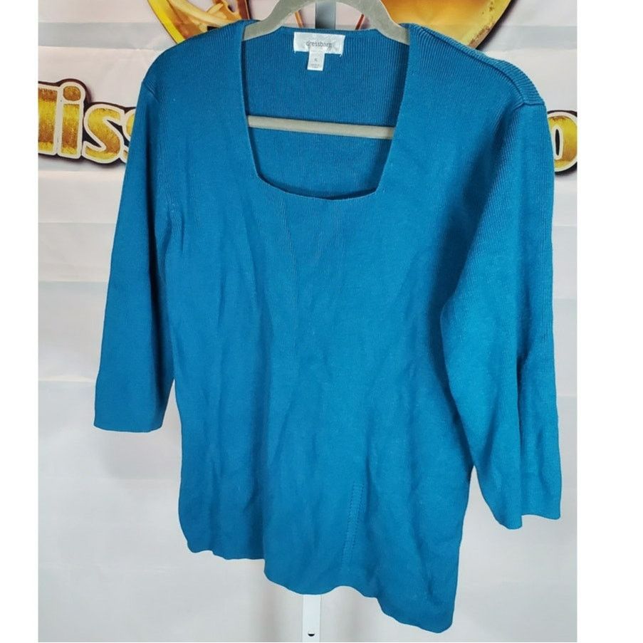 Other Dressbarn Blue Square Neck Knit Sweater Women’s Size XL Size XL / US 12-14 / IT 48-50 - 4 Thumbnail
