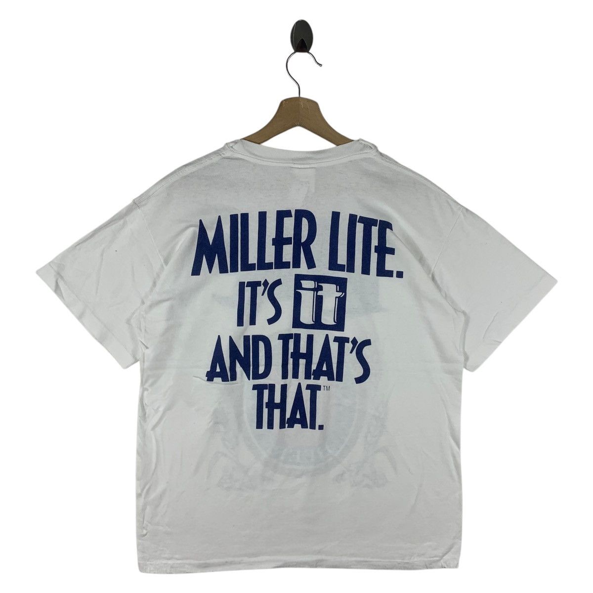 Japanese Brand × Vintage Vintage MILLER LITE beer big print tee Size US L / EU 52-54 / 3 - 4 Thumbnail