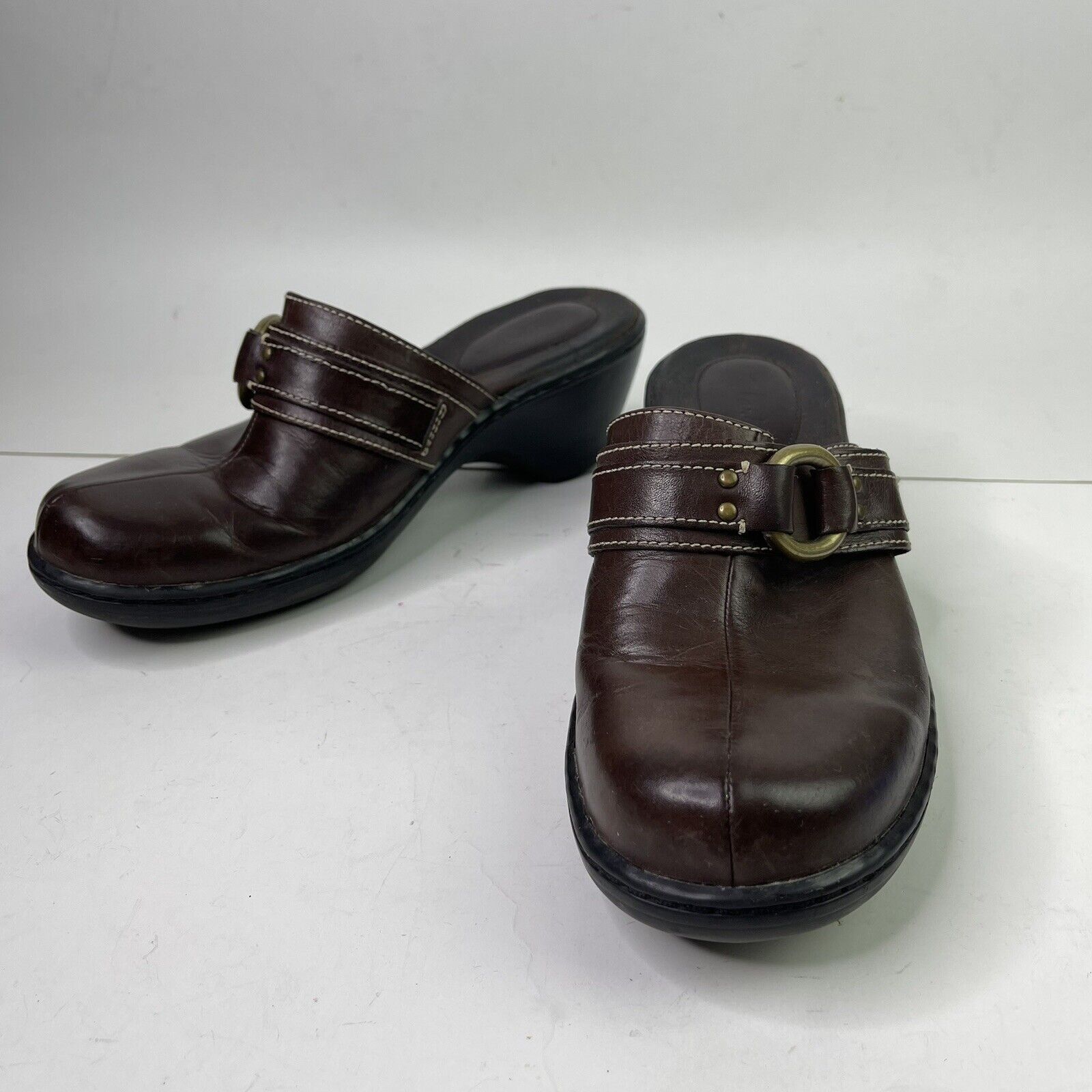 Clarks Clarks Women Clogs Brown Comfort Shoes Sz 8 M Heel Leather Size US 8 / IT 38 - 3 Thumbnail
