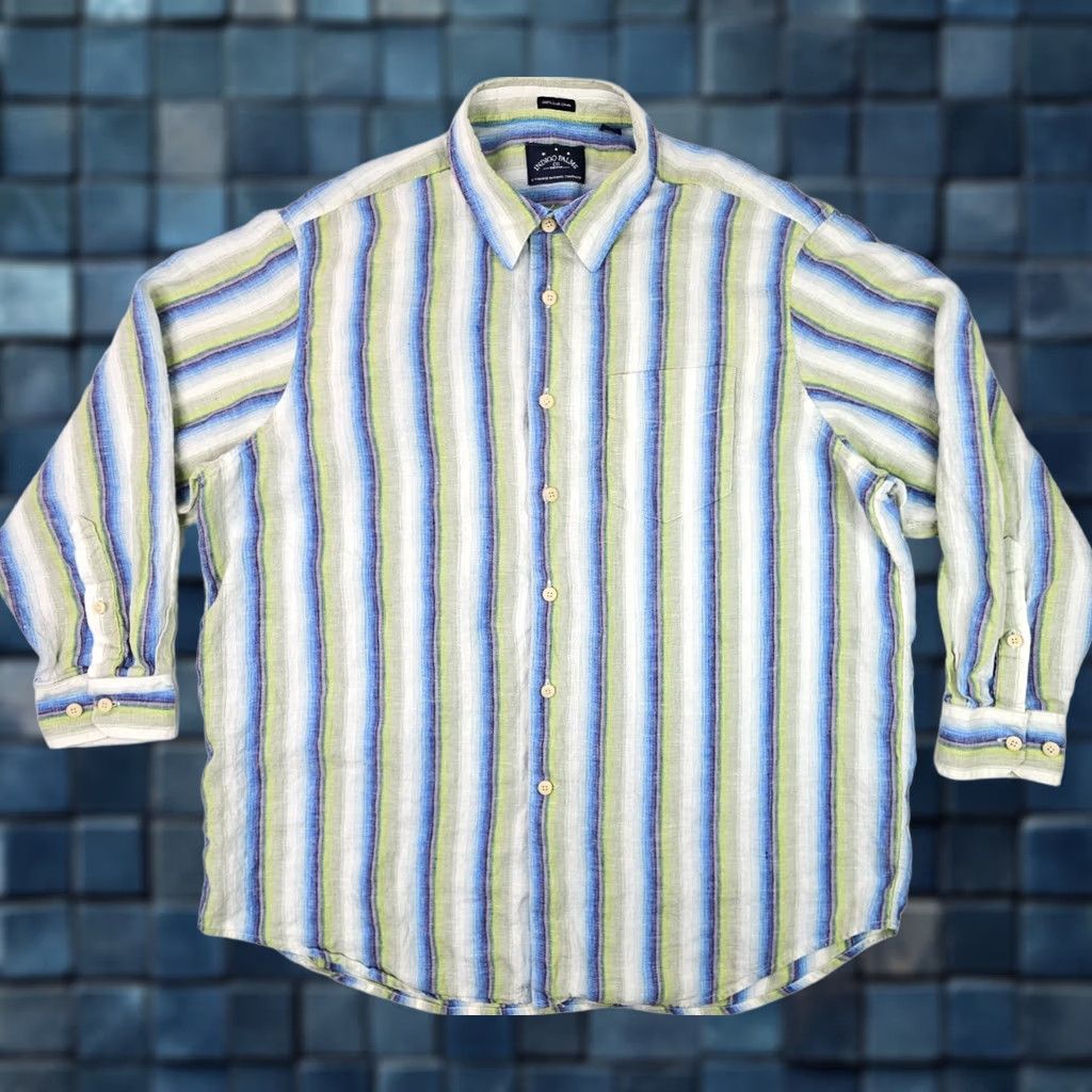 Tommy Bahama Tommy Bahama Indigo Palms Button-Up Shirt Multicolor Stripe 100% Linen LG Adults Mens Large Size US L / EU 52-54 / 3 - 1 Thumbnail