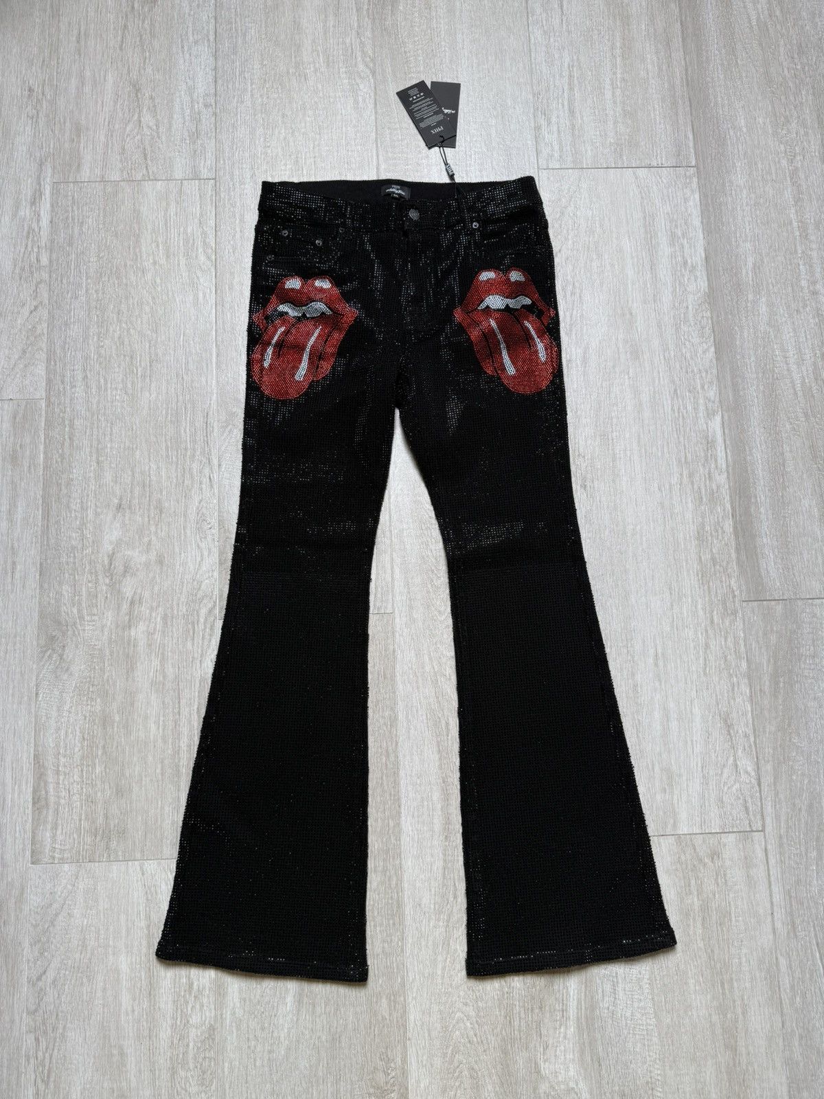 Phix Clothing Phix x Rolling Stones Denim Flares NWT Size US 34 / EU 50 - 1 Thumbnail