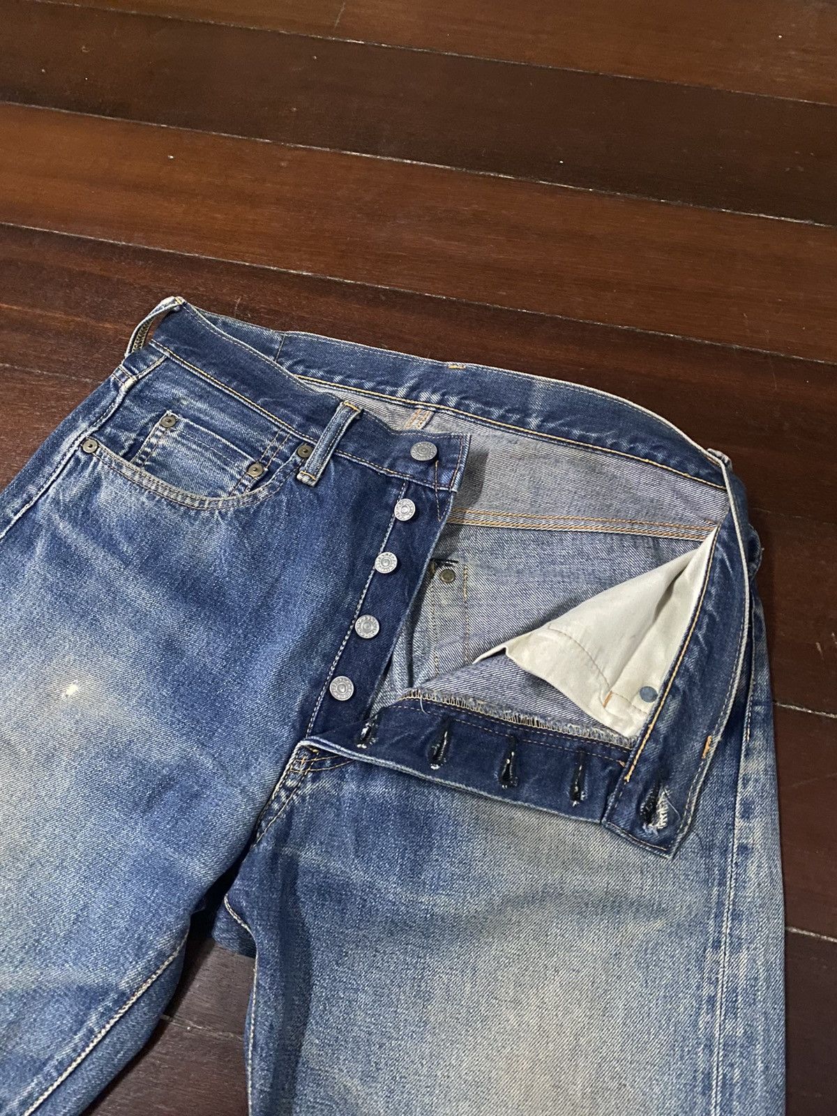 Vintage SICK 👊🏻🔥🔥 SEWING CHOP JAPANES BRAND JEANS SELVEDGE DISTRESSED Size US 32 / EU 48 - 8 Thumbnail