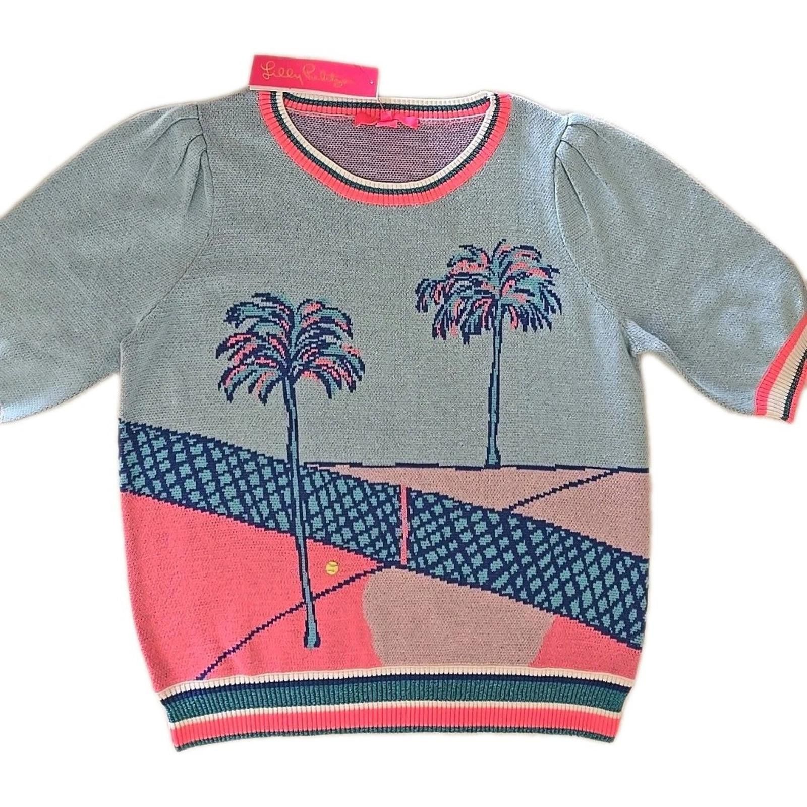 Lilly Pulitzer LILLY PULITZER Sweater Womens M Short Sleeve Tennis Top $148 Size M / US 6-8 / IT 42-44 - 4 Thumbnail