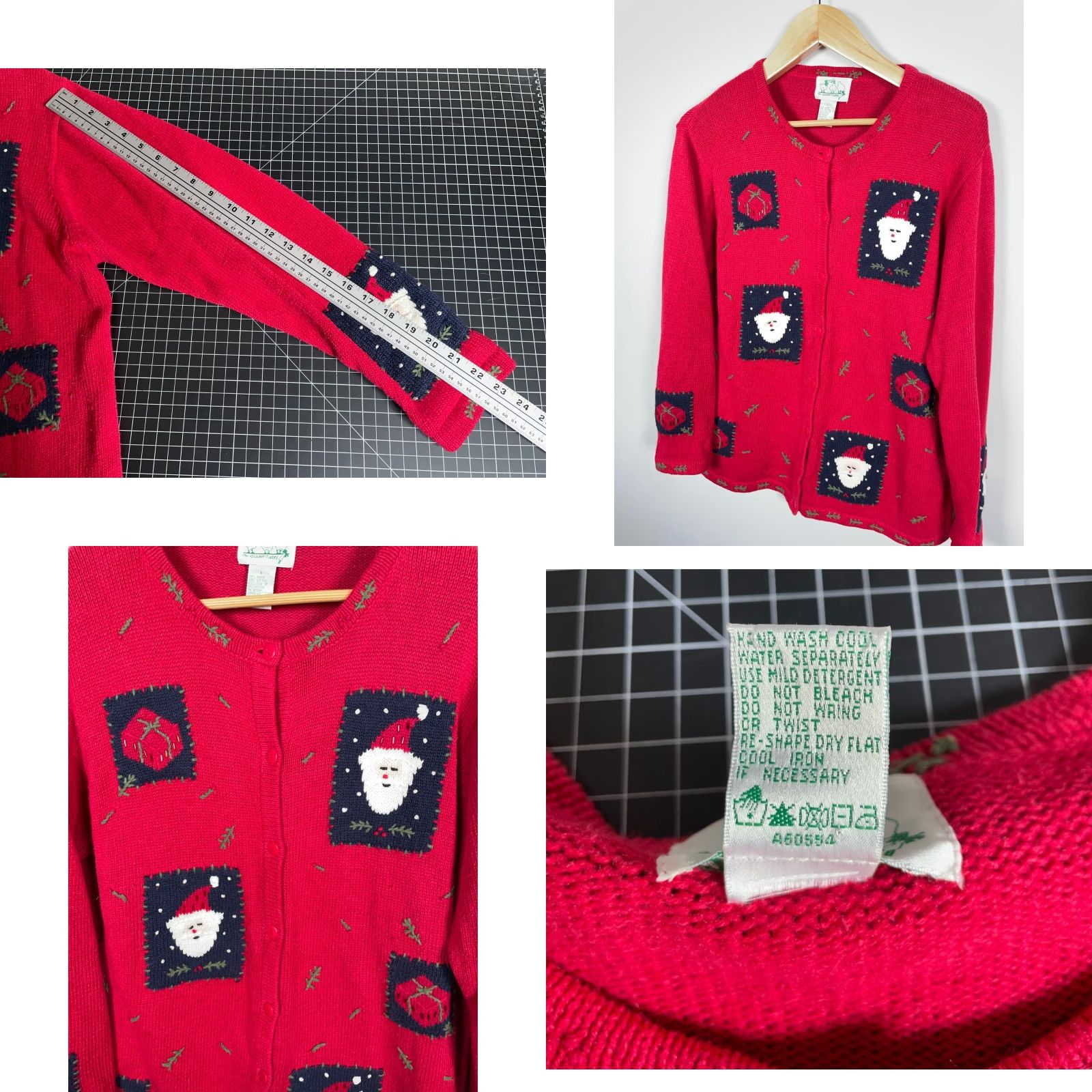 Quacker Factory Quacker Factory Cardigan Santa Claus Christmas Cotton Knit Large Red Women's Size L / US 10 / IT 46 - 8 Thumbnail