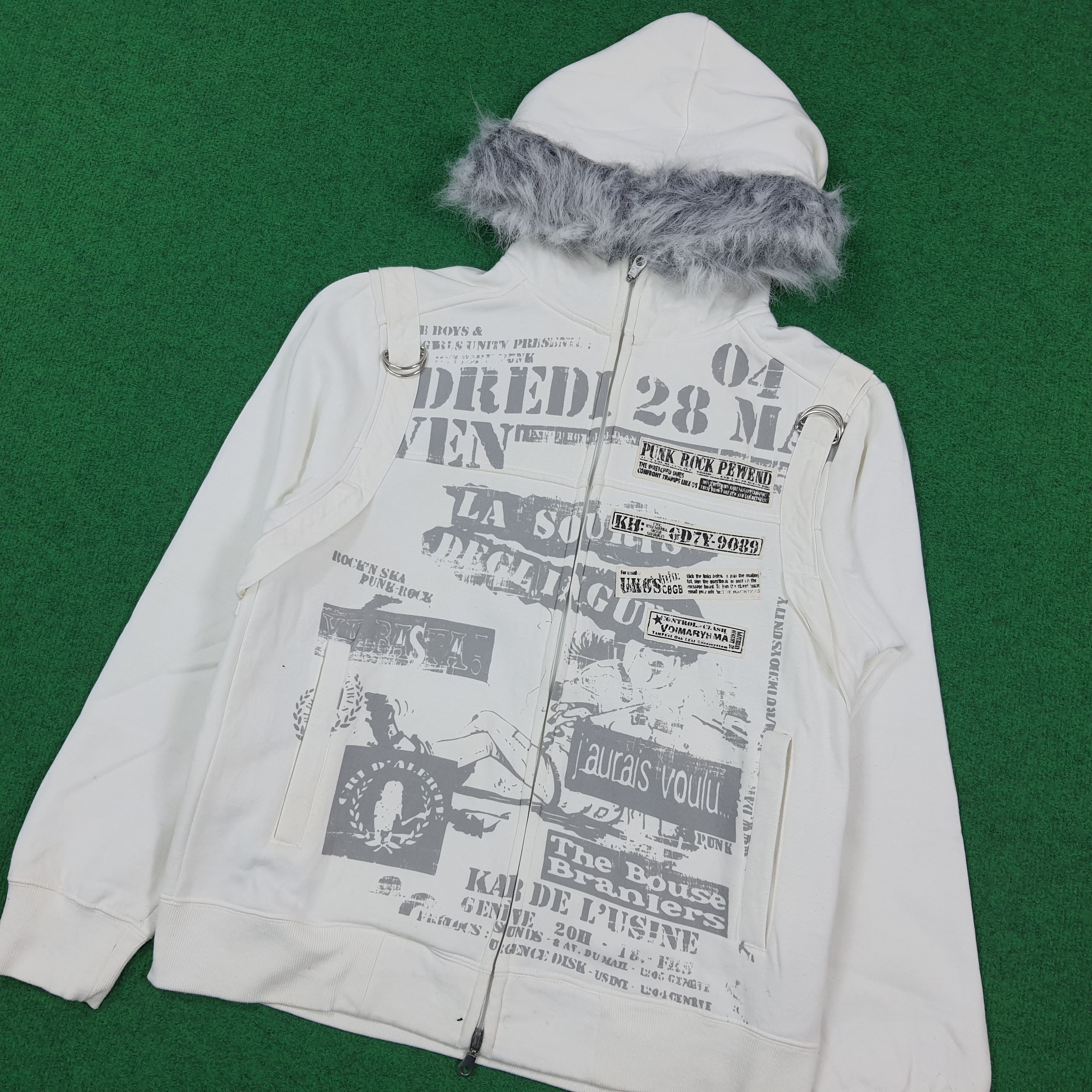 Vintage Vintage Center Clease Cyber Grunge Hoodie Fur Hood C307N16 Size US S / EU 44-46 / 1 - 2 Thumbnail