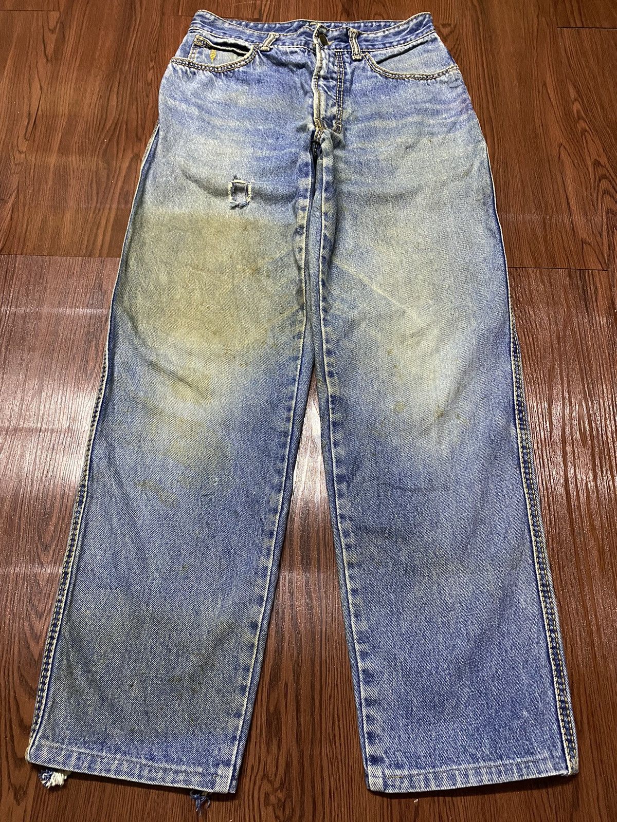 Trussardi Vintage Trussardi Blue Wash Distressed Jeans Size US 28 / EU 44 - 1 Thumbnail