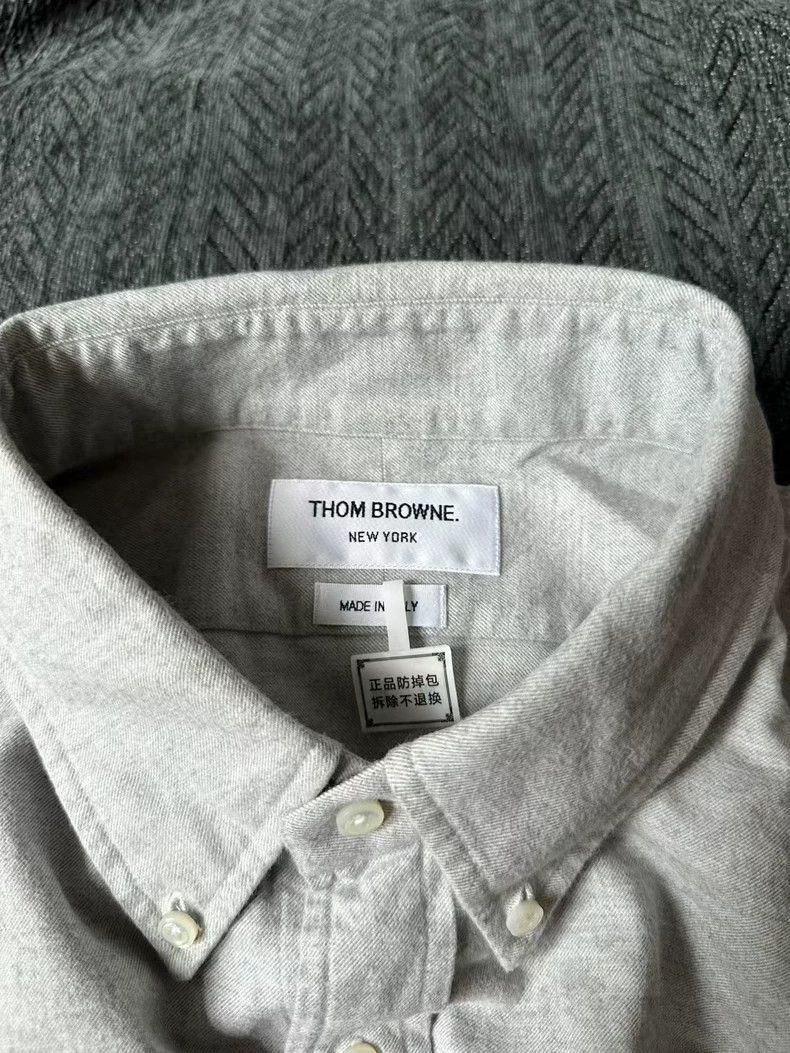 Thom Browne Thom Browne Grey shirt with a white collar Size US L / EU 52-54 / 3 - 3 Thumbnail