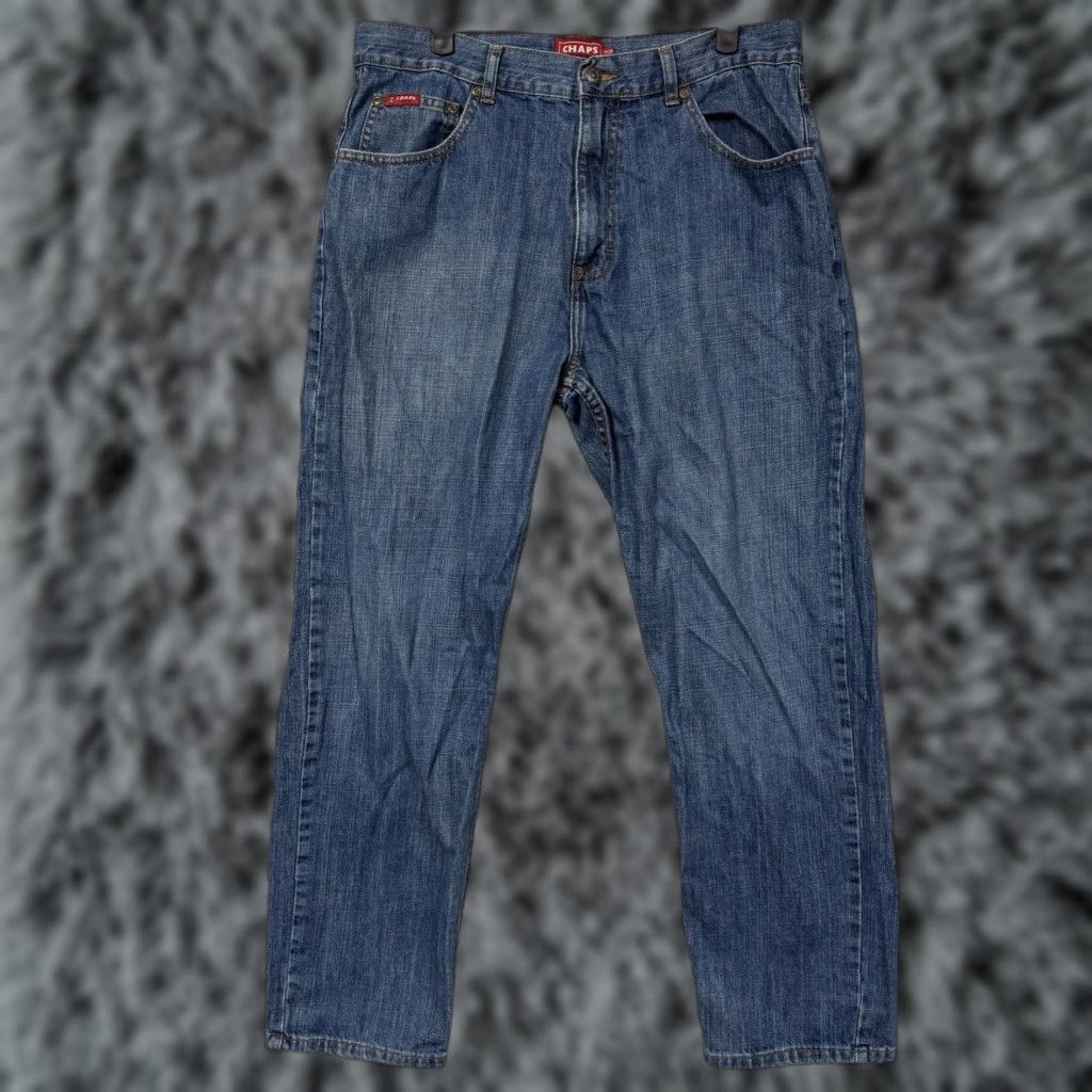 Chaps VINTAGE Chaps Jeans Denim Dark Wash 90s Retro Straight Leg 33x28 Men Blue True American Brand Jeans Size US 33 - 1 Thumbnail