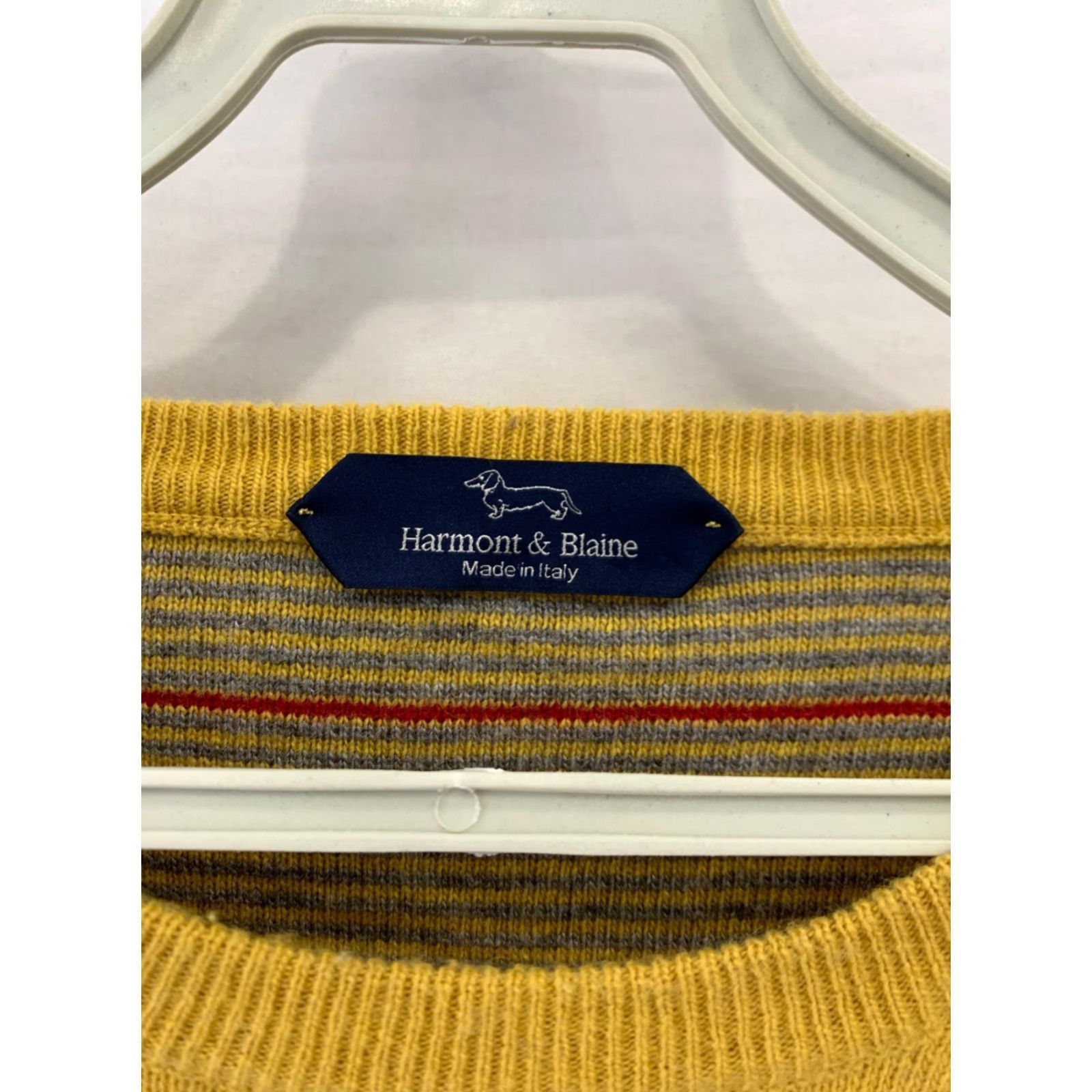 Harmont & Blaine VINTAGE Harmont & Blaine Men’s XL Yellow Crewneck Knit Sweater Pullover Dachshund Logo Size US XL / EU 56 / 4 - 3 Thumbnail