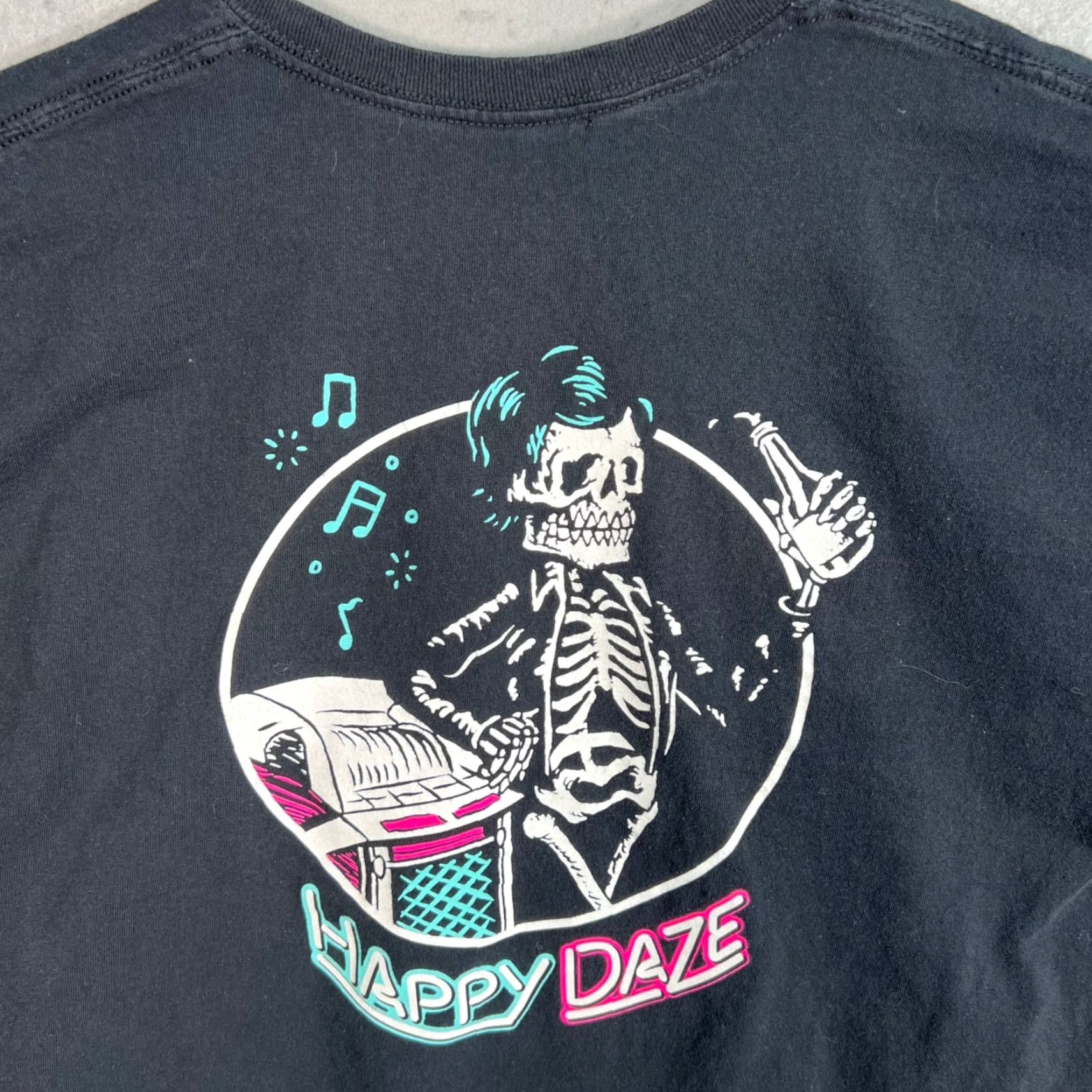 Vintage VINTAGE Beer Savage T-Shirt Graphic Skeleton Happy Daze Black XL Regular Mens Size US XL / EU 56 / 4 - 6 Thumbnail