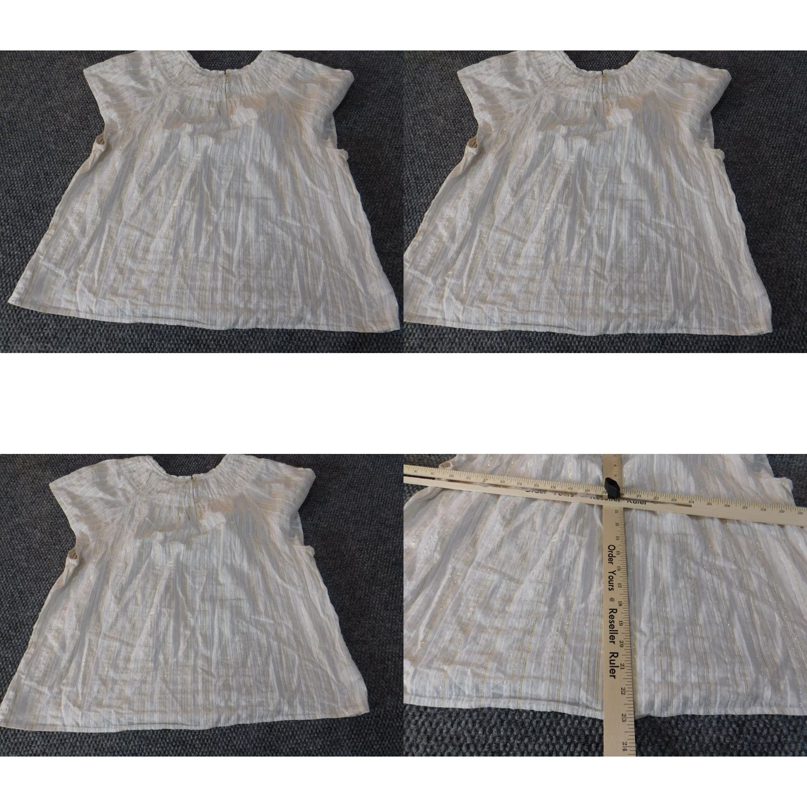 Loft Loft Blouse Womens Petite P2XL XXLP Stripe Short Sleeve Collared Pullover White Cotton Lightweight Casual Designer Classic Size XXL / US 16-18 / IT 52-54 - 8 Thumbnail