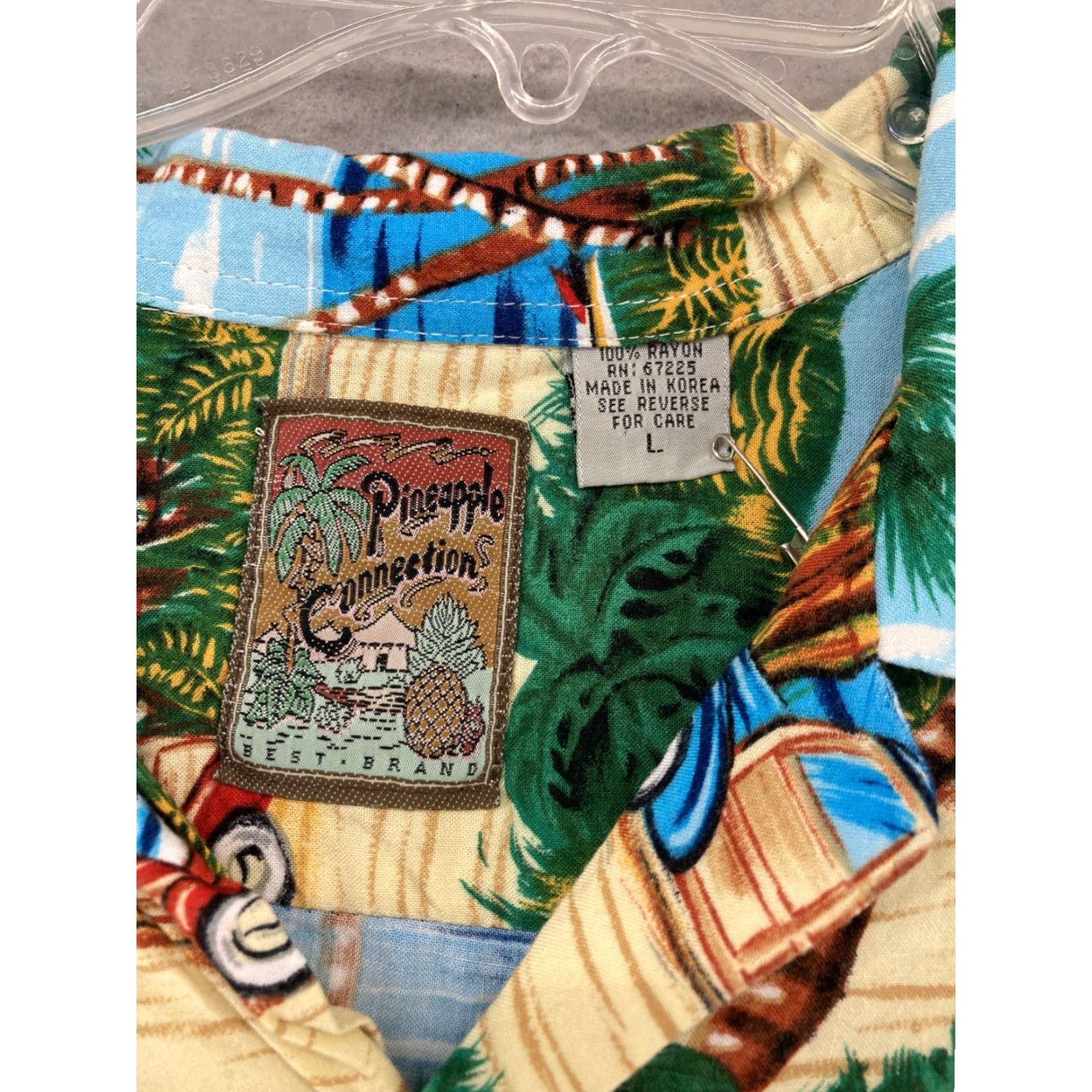 Vintage Vintage Pineapple Connection Blue Hawaiian Shirt Adult Large Casual Beach Palm Trees Print Size US L / EU 52-54 / 3 - 2 Thumbnail