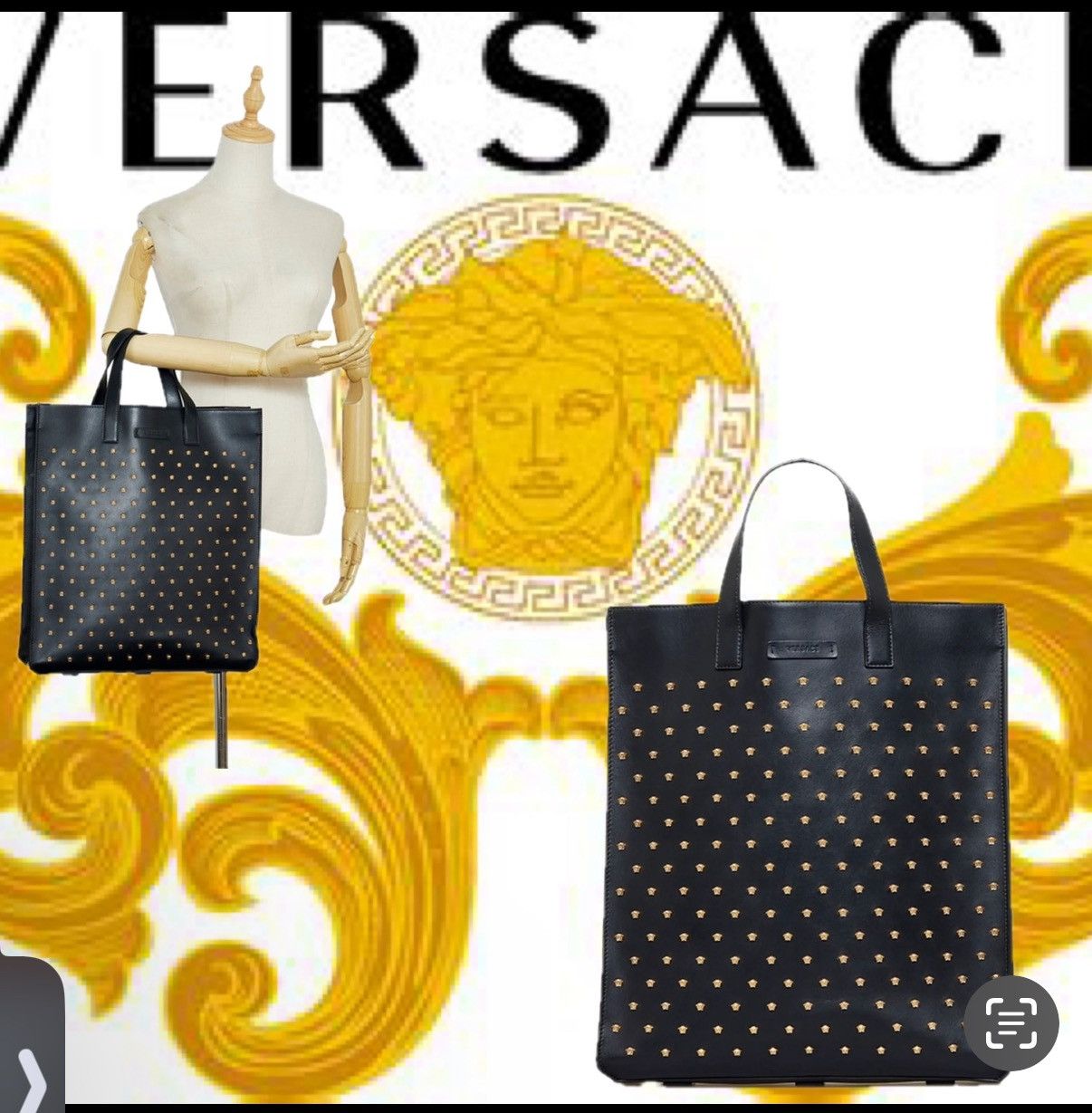 Versace VERSACE Medusa Stud leather tote bag LRG 2 Handled Purse Size ONE SIZE - 6 Thumbnail