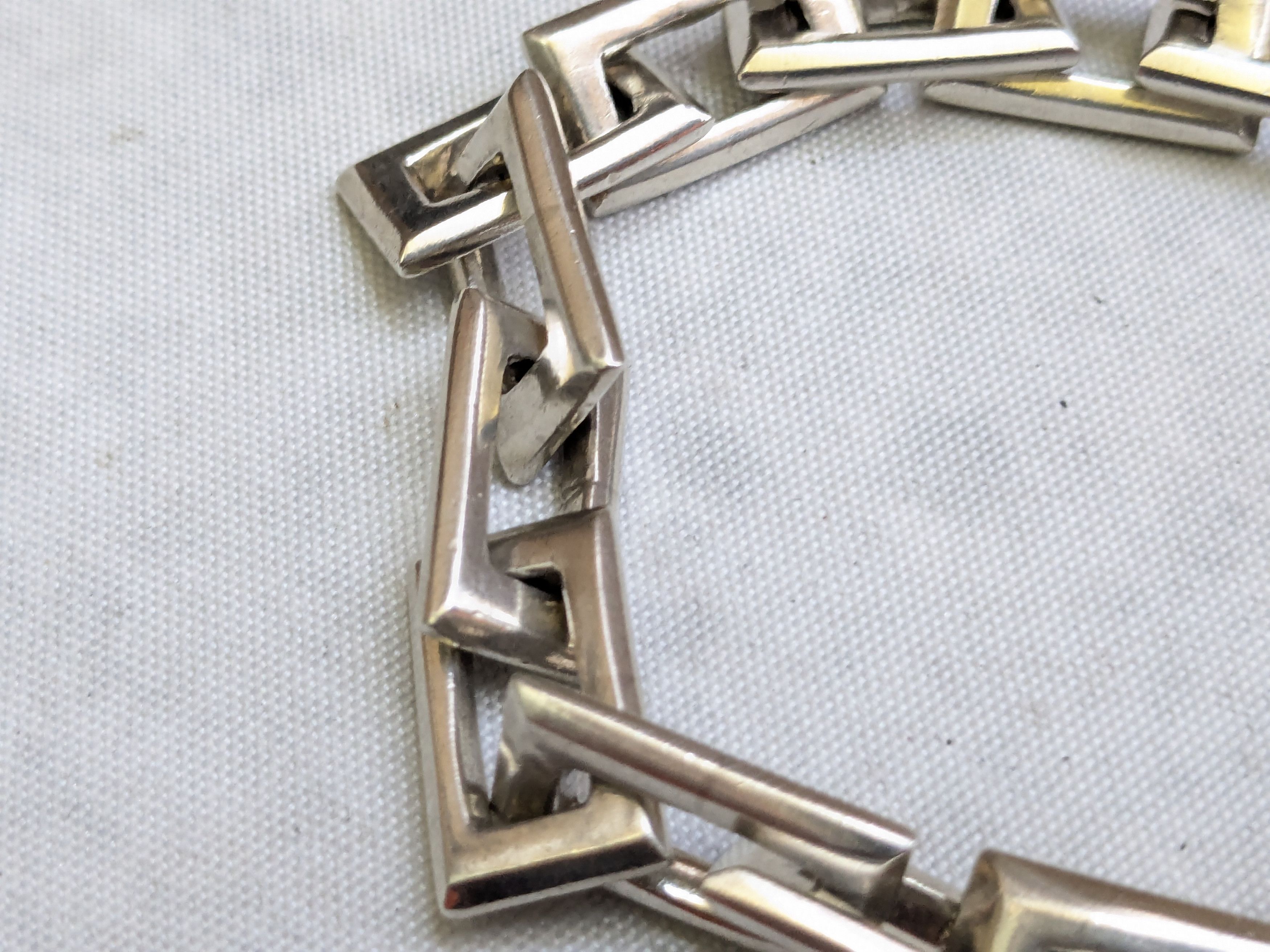 Jewelry Sterling Silver Bracelet Rectangle 7.25" Biker Heavy Size ONE SIZE - 5 Thumbnail