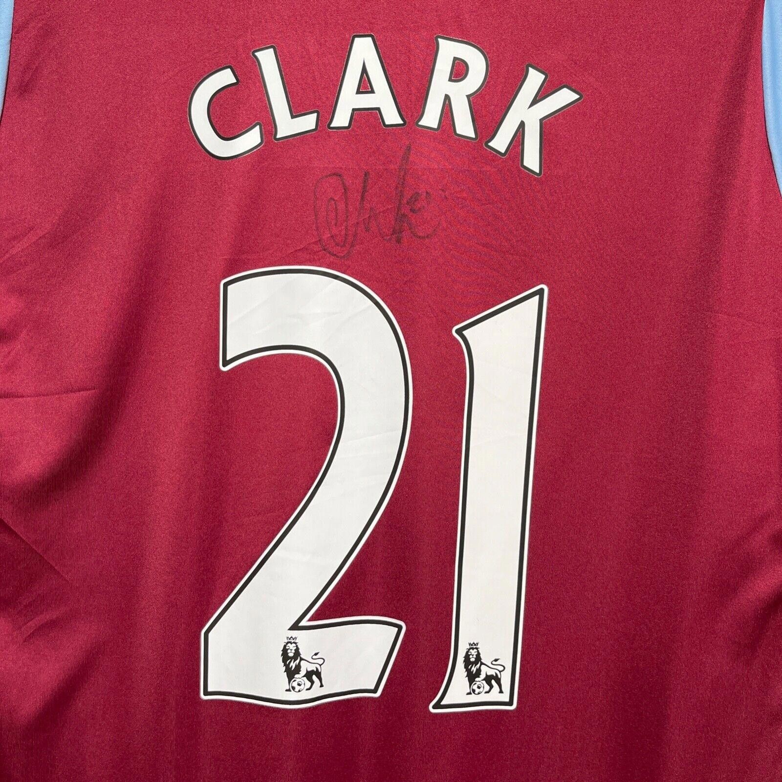 Macron Aston Villa FC 2012 Signed Clark #21 Home Macron Jersey M Size US M / EU 48-50 / 2 - 6 Thumbnail
