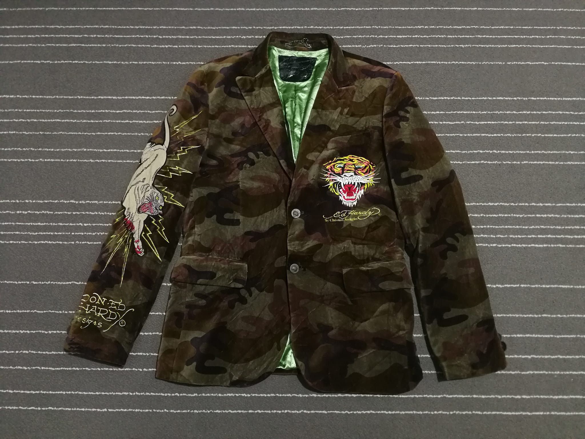 image of Ed Hardy By Christian Audiger Army Blazer S, Men's (Size Small)
