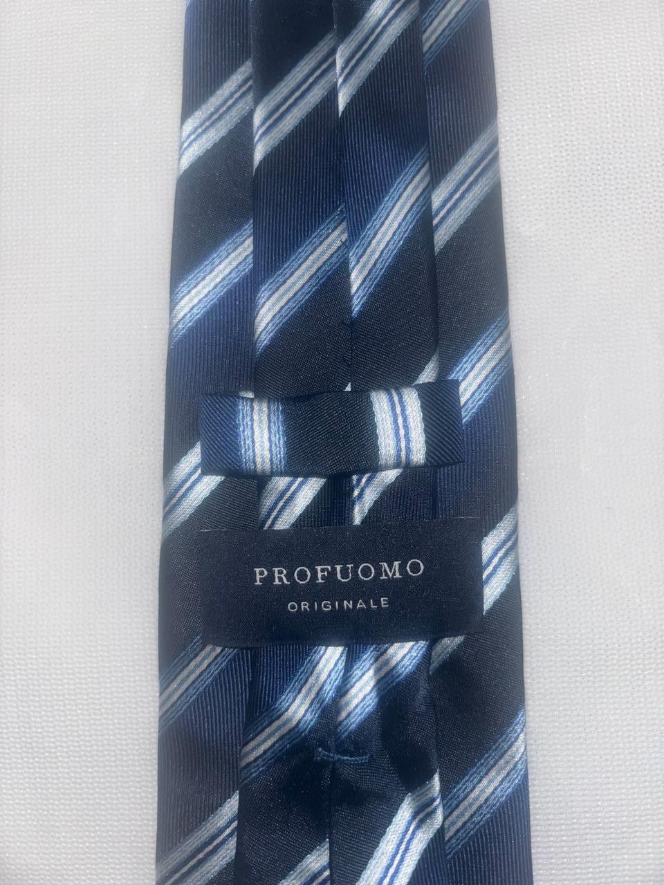Vintage Men's tie made of 100% silk Profuomo tie blue made in Italy Size ONE SIZE - 7 Thumbnail