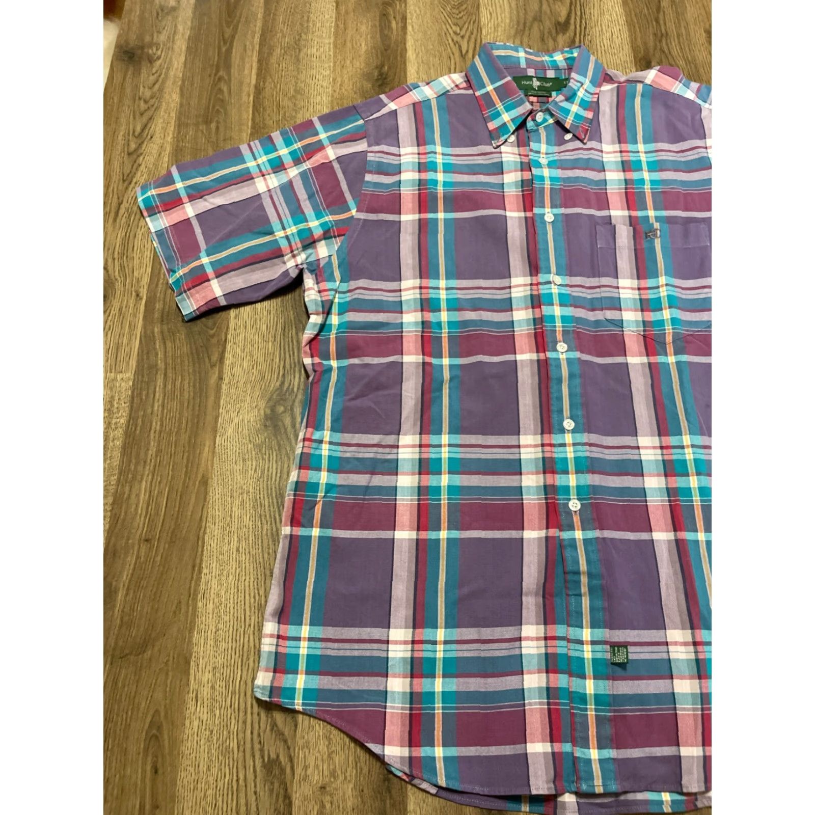 Vintage Hunt Club Shirt Men L Tall Blue Purple Red Plaid Button Up Casual Vintage No N/A Size US L / EU 52-54 / 3 - 4 Thumbnail