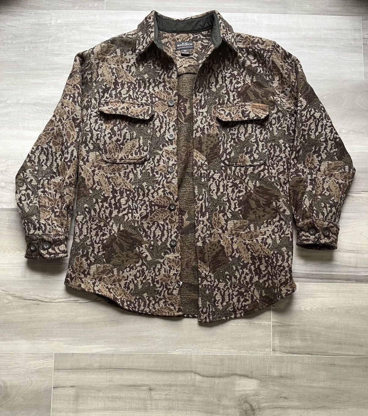 image of Vintage Woolrich Heavy Camo Coat Fits Large Tag Sz: Med, Men's