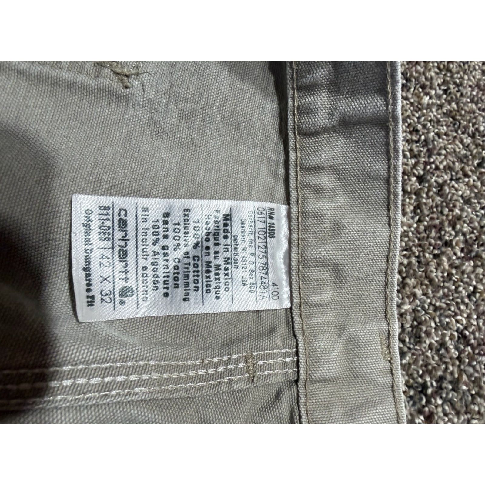 Carhartt Carhartt Jeans Mens 42x32 Dungaree Straight Denim Tan 5-Pocket Logo Zip Pocketless N/A DES 42X32 - Not Flaw Size US 42 / EU 58 - 5 Thumbnail
