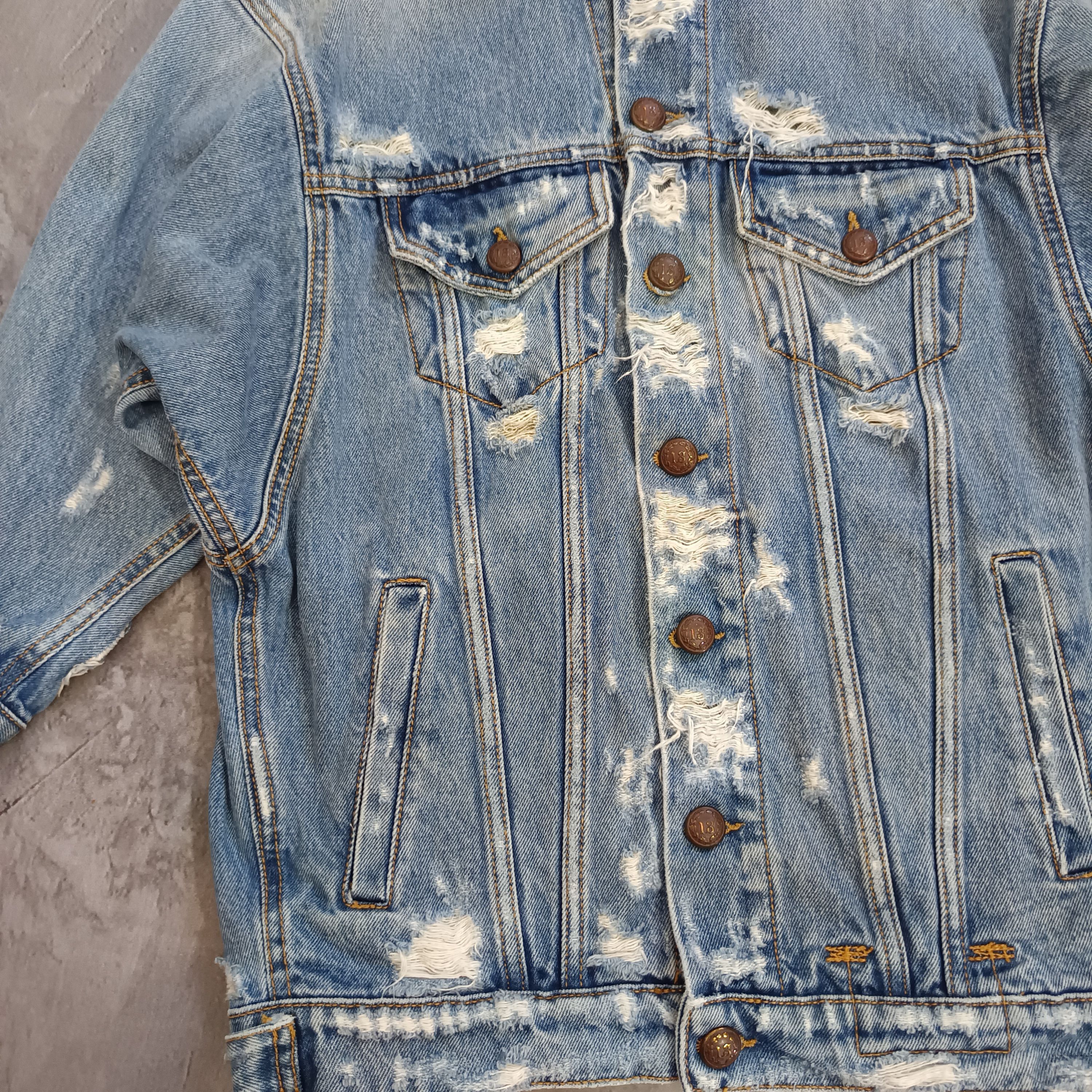 R13 R13 Distressed Trucker Jacket Size US XS / EU 42 / 0 - 3 Thumbnail
