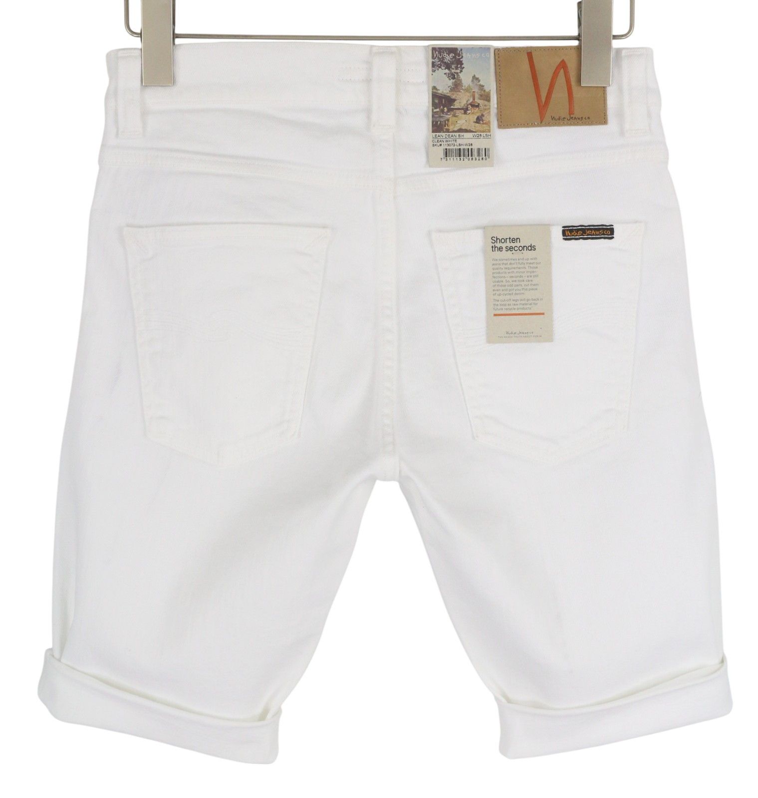 Nudie Jeans LEAN DEAN W28 Denim White Zip Cotton Turn-Up Shorts 83841 Size US 28 / EU 44 - 2 Thumbnail