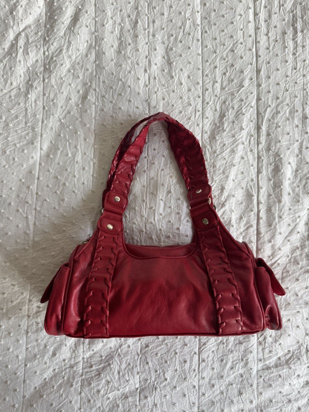 NEXT Vintage burgundy leather shoulder bag with braided straps Size ONE SIZE - 4 Thumbnail