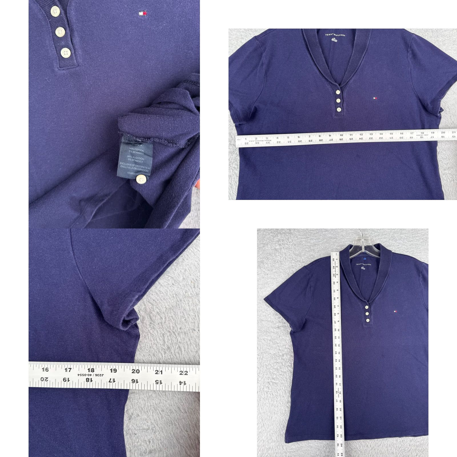 Tommy Hilfiger Tommy Hilfiger Shirt Women Large Blue Cotton Blend Short Sleeve Polo Logo Womens Size L / US 10 / IT 46 - 8 Thumbnail