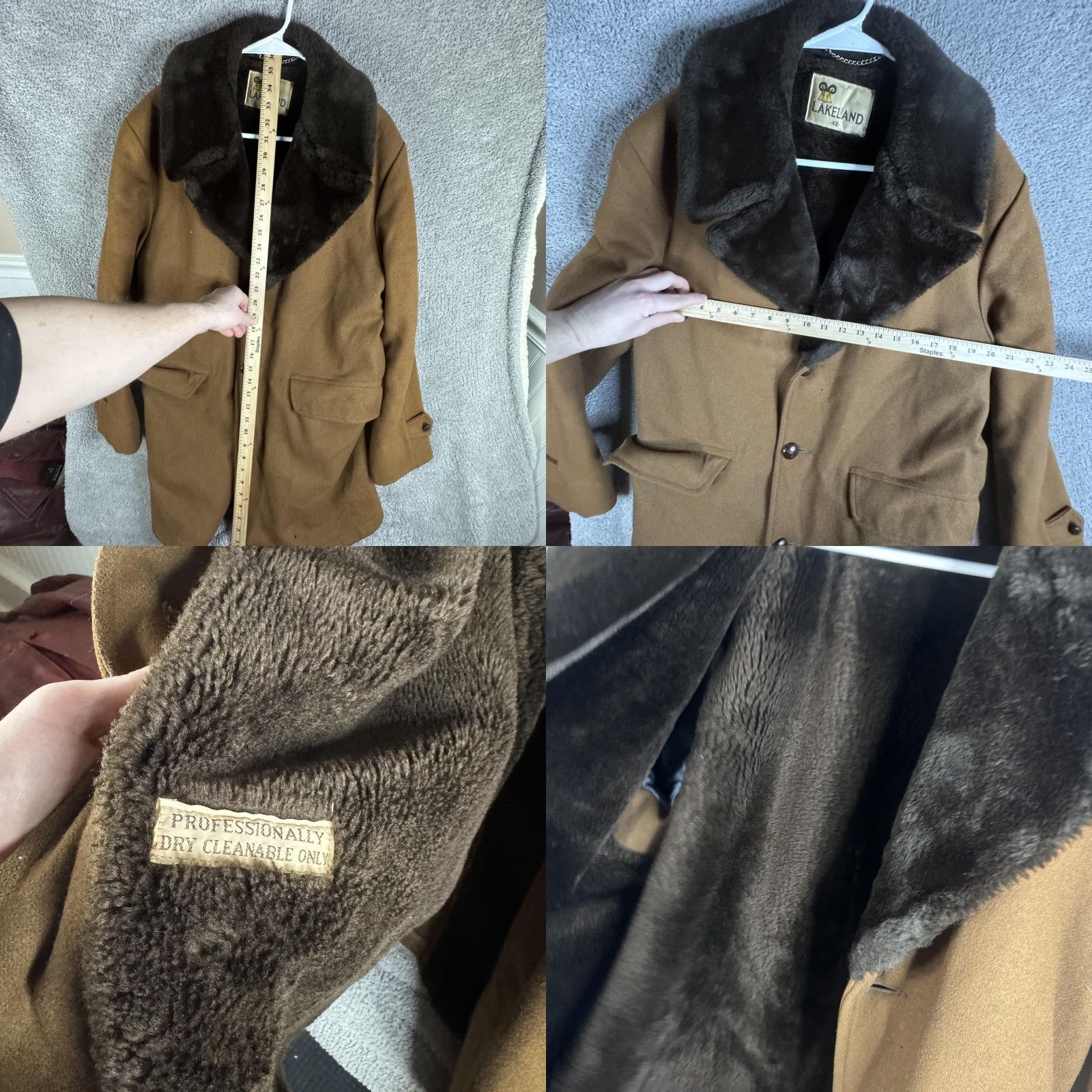 Vintage VINTAGE Lakeland Coat Mens 42 Wool Fur Collar Lined Overcoat Brown Wool Winter Dress Size US XS / EU 42 / 0 - 8 Thumbnail