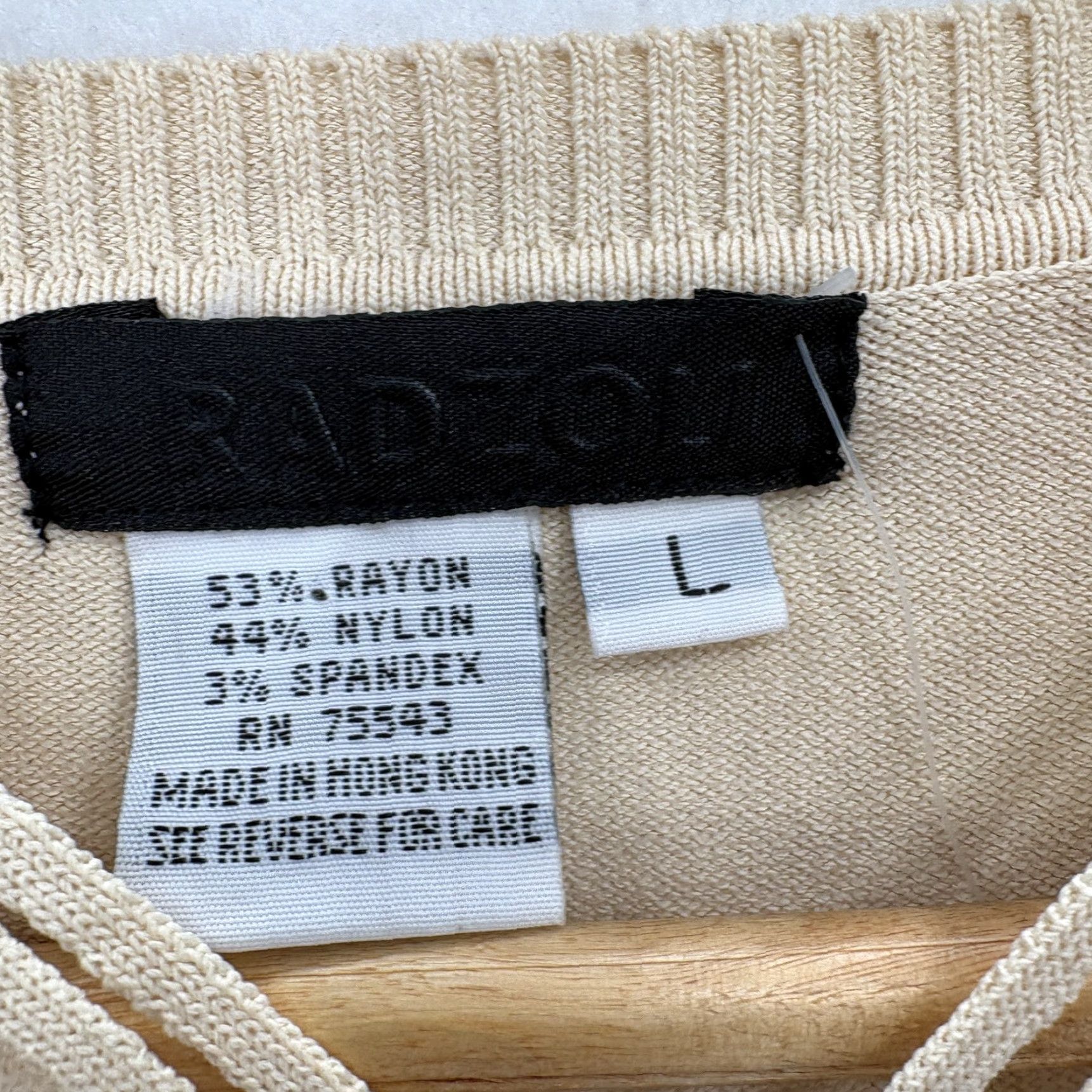 Vintage Radzoli Sweater Womens Large Beige Beaded Sequin V Neck Short Sleeve Knit NWT Size L / US 10 / IT 46 - 3 Thumbnail